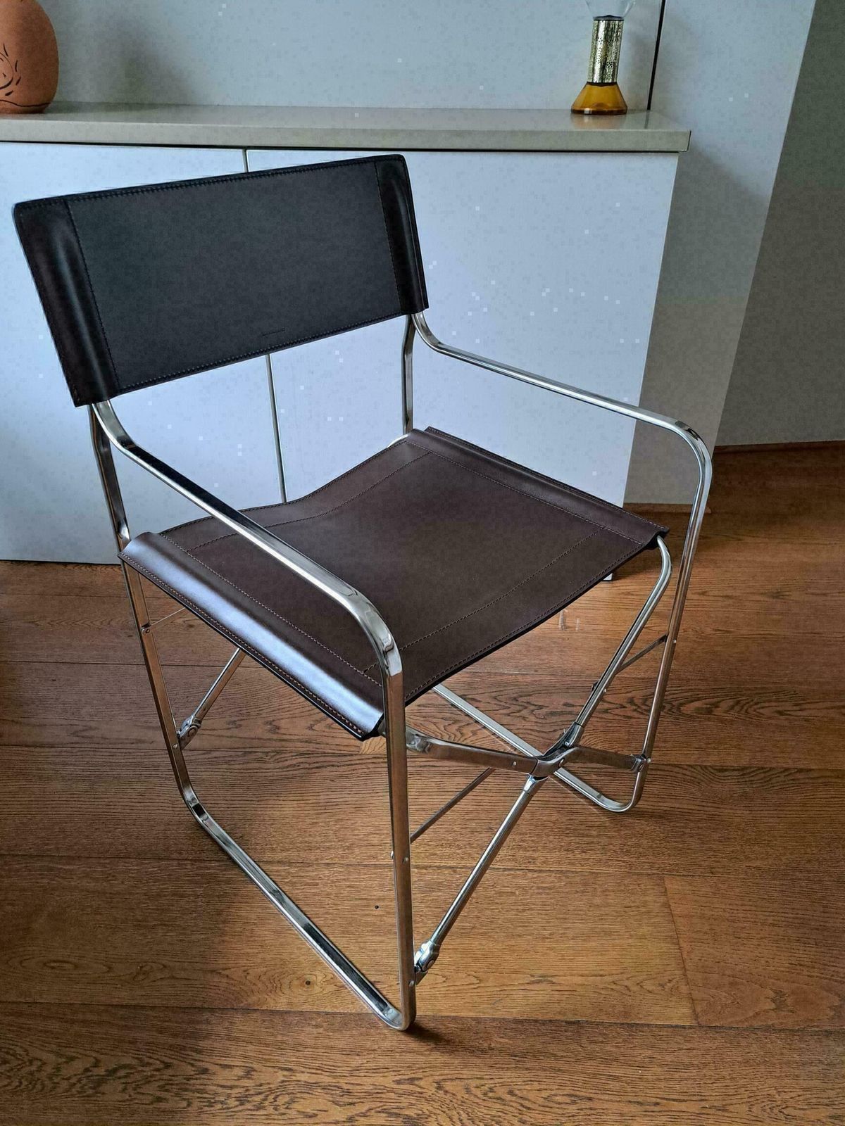 Zanotta "April" Leather Folding Chairs, Designed By Gae Aulenti In 1964 , Italian Directors/Dining. Only 2 Chairs Now Available. photo Furniture
