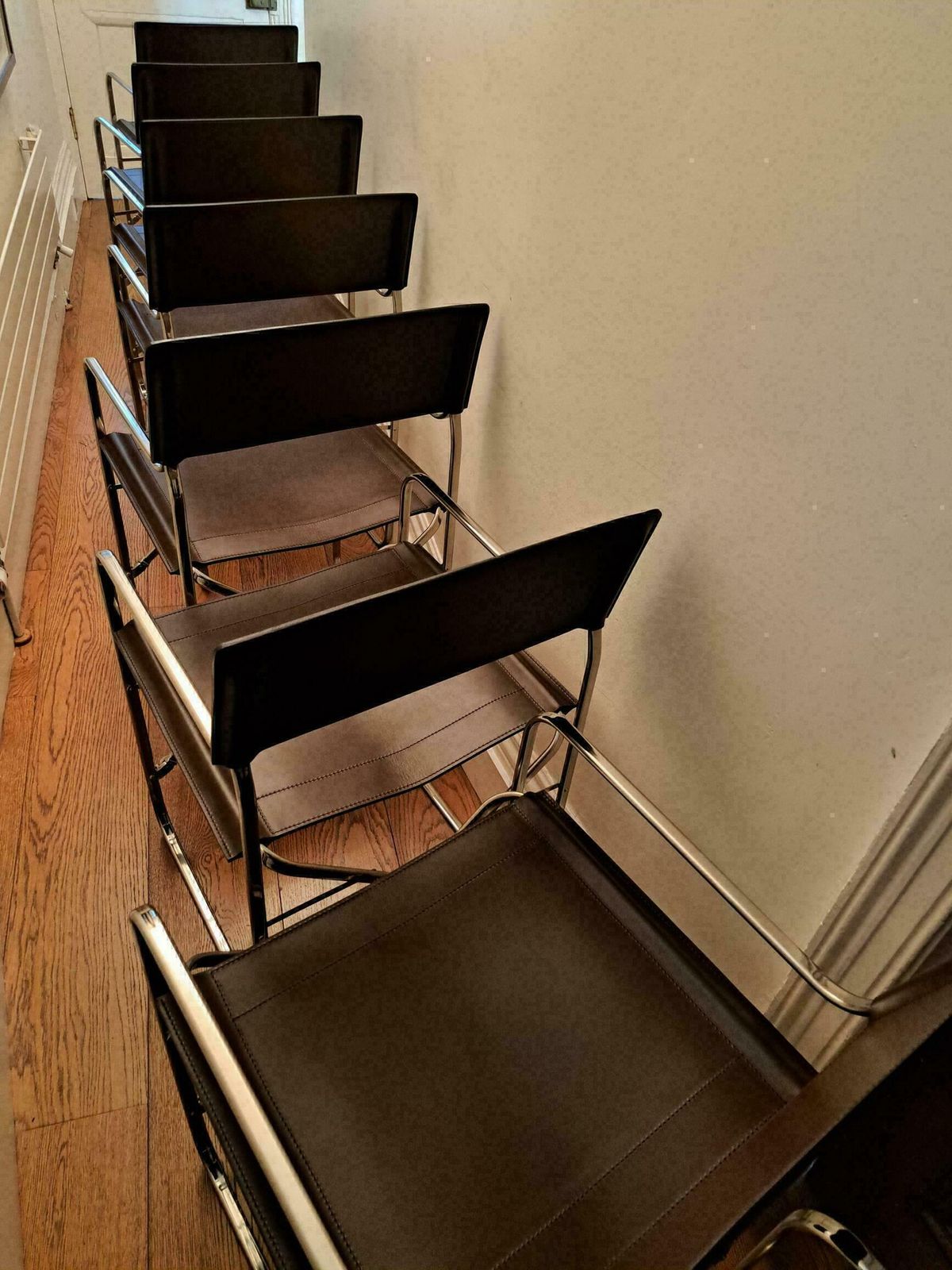photo buy Zanotta "April" Leather Folding Chairs, Designed By Gae Aulenti In 1964 , Italian Directors/Dining. Only 2 Chairs Now Available.