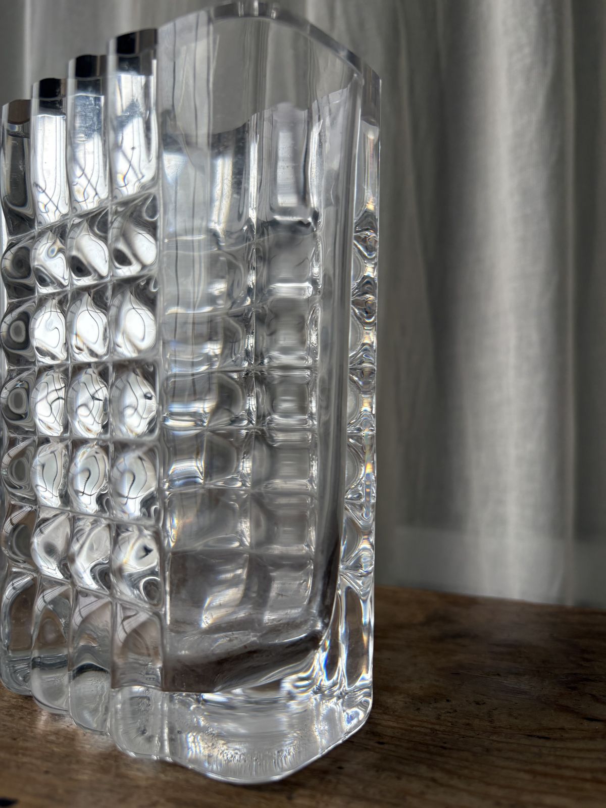 Brutalist Crystal Vase By Bengt Edenfalk For Royal Krona Sweden 1972 photo vintage