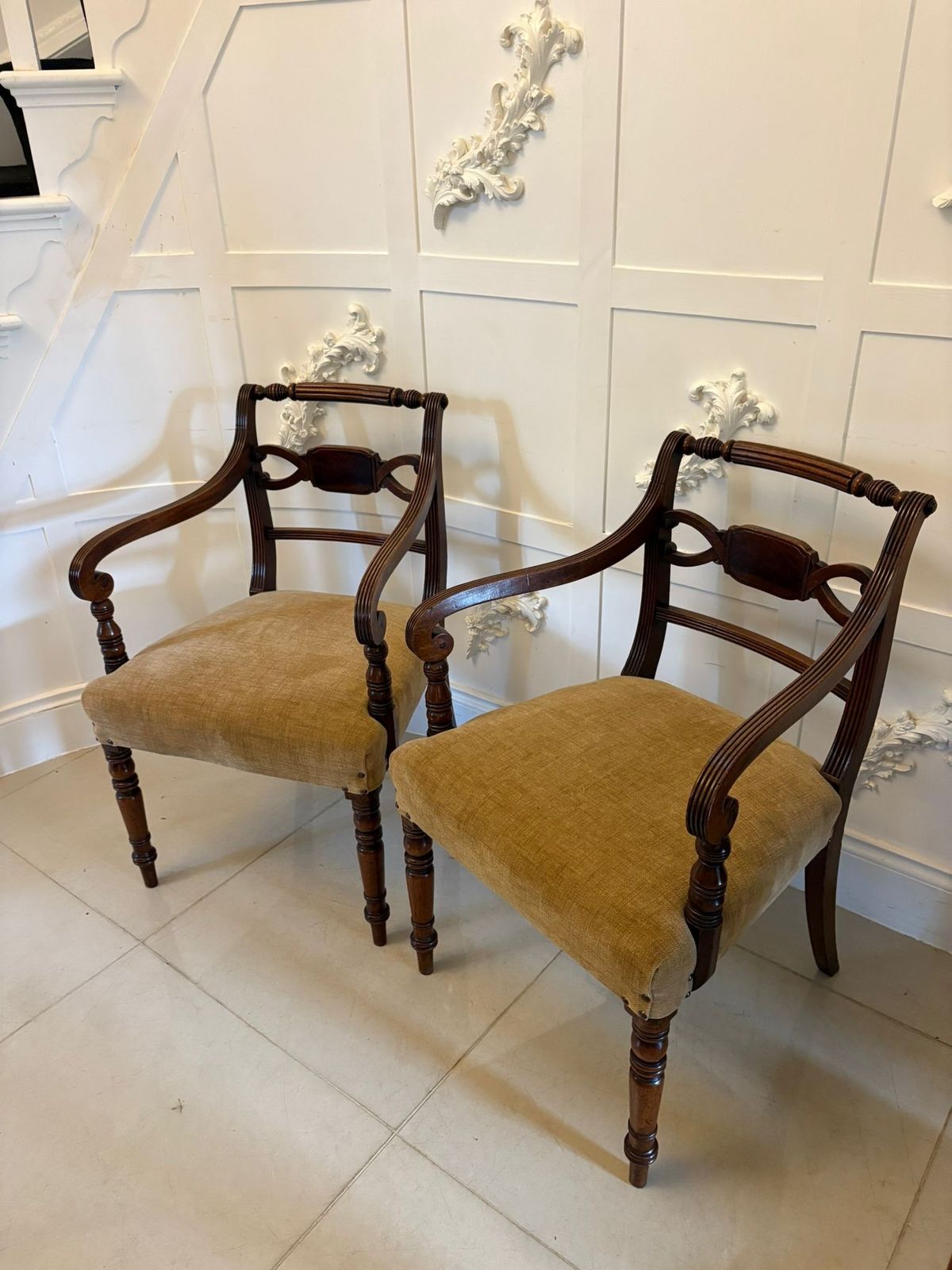 photo buy Fine Pair Of Antique 19th Century Quality Mahogany Carver Chairs