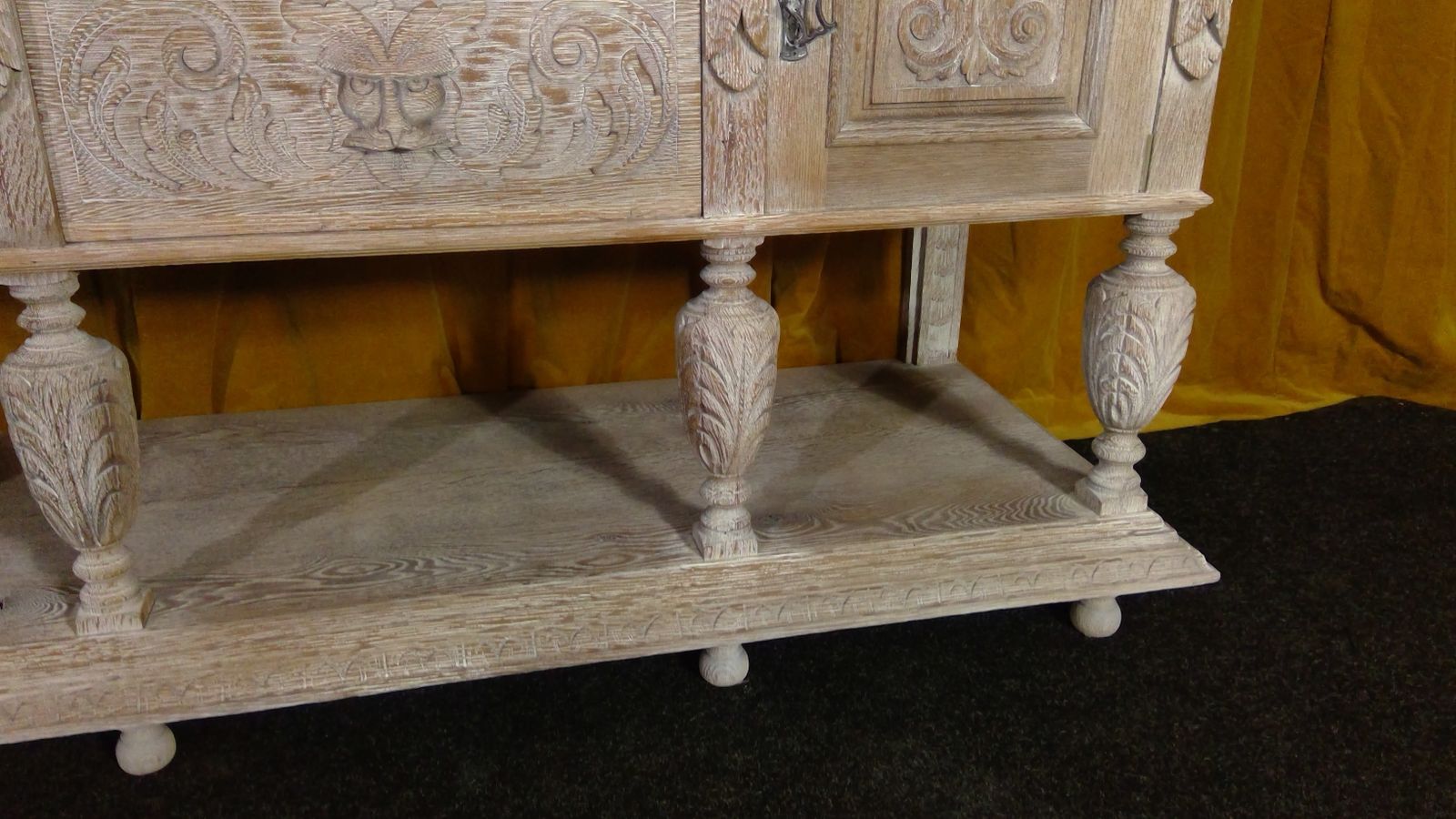 Furniture A Finely Carved Oak(cerused) Limed Dresser Base Sideboard photo