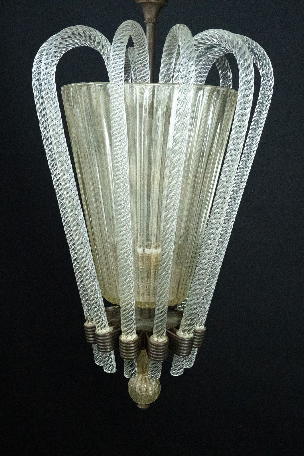 Rare Art Deco Murano Glass Chandelier By Archimede Seguso, Italy, 1930s photo buy