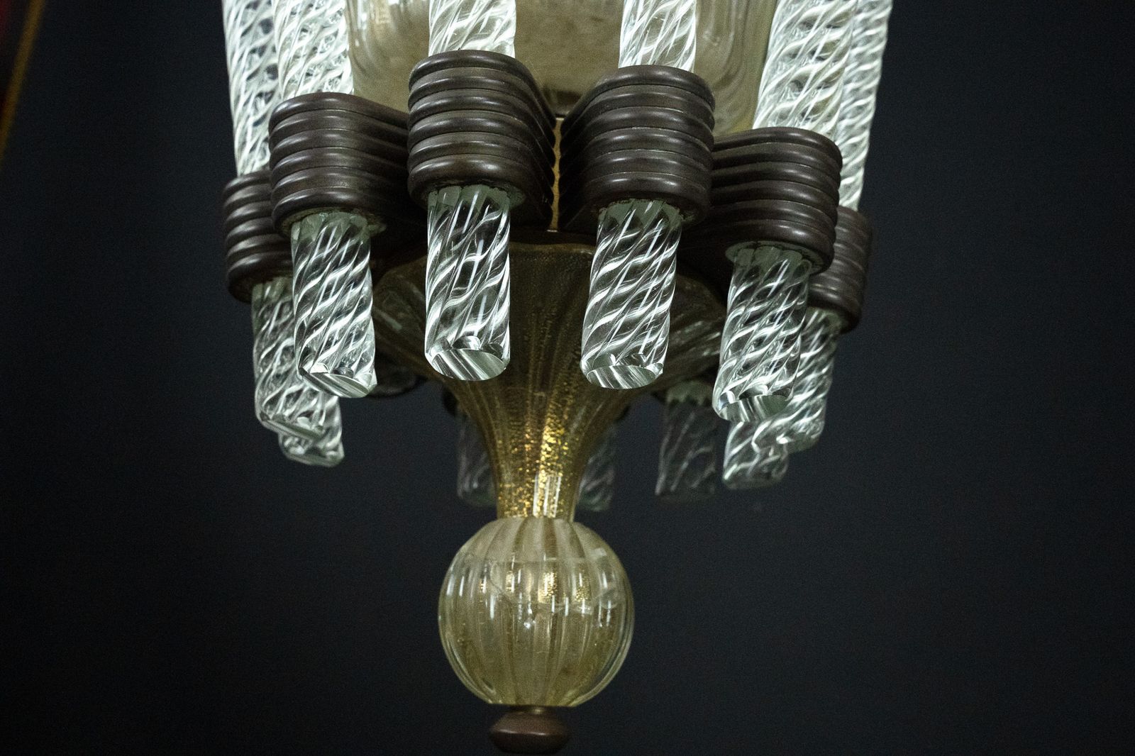 photo furniture Rare Art Deco Murano Glass Chandelier By Archimede Seguso, Italy, 1930s