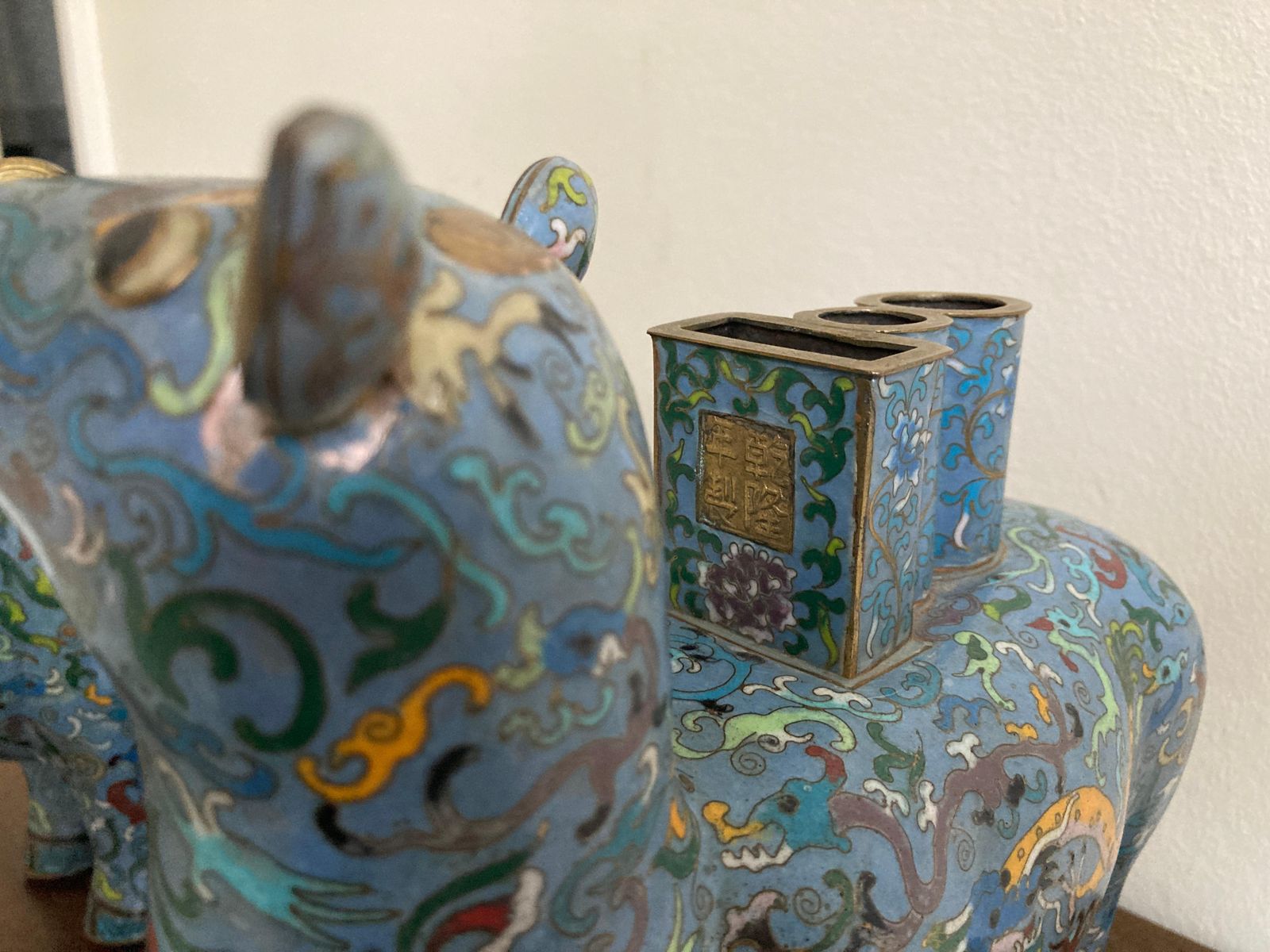 Home Decor Pair Of Chinese Cloisonné Llama Vases photo