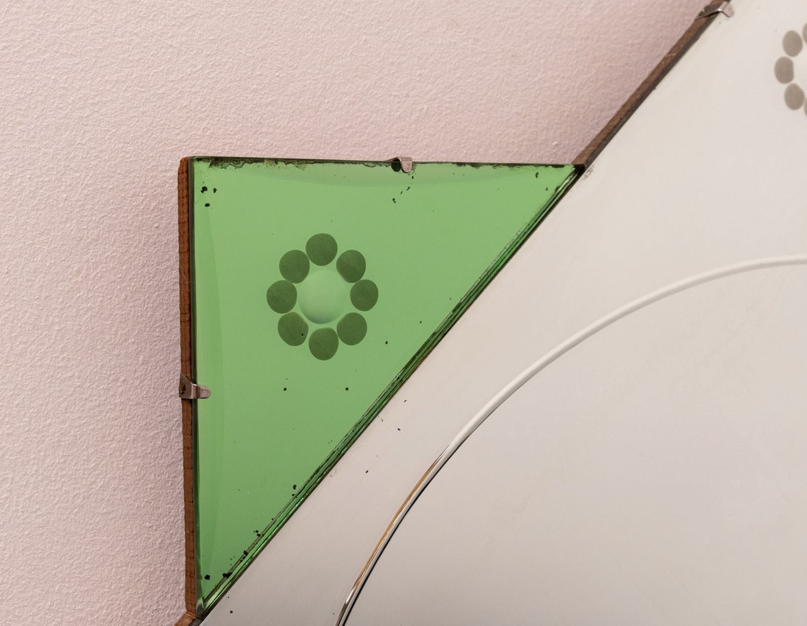 Original English Art Deco Green Eight Pointed Star Wall Mirror 1930 photo for sale