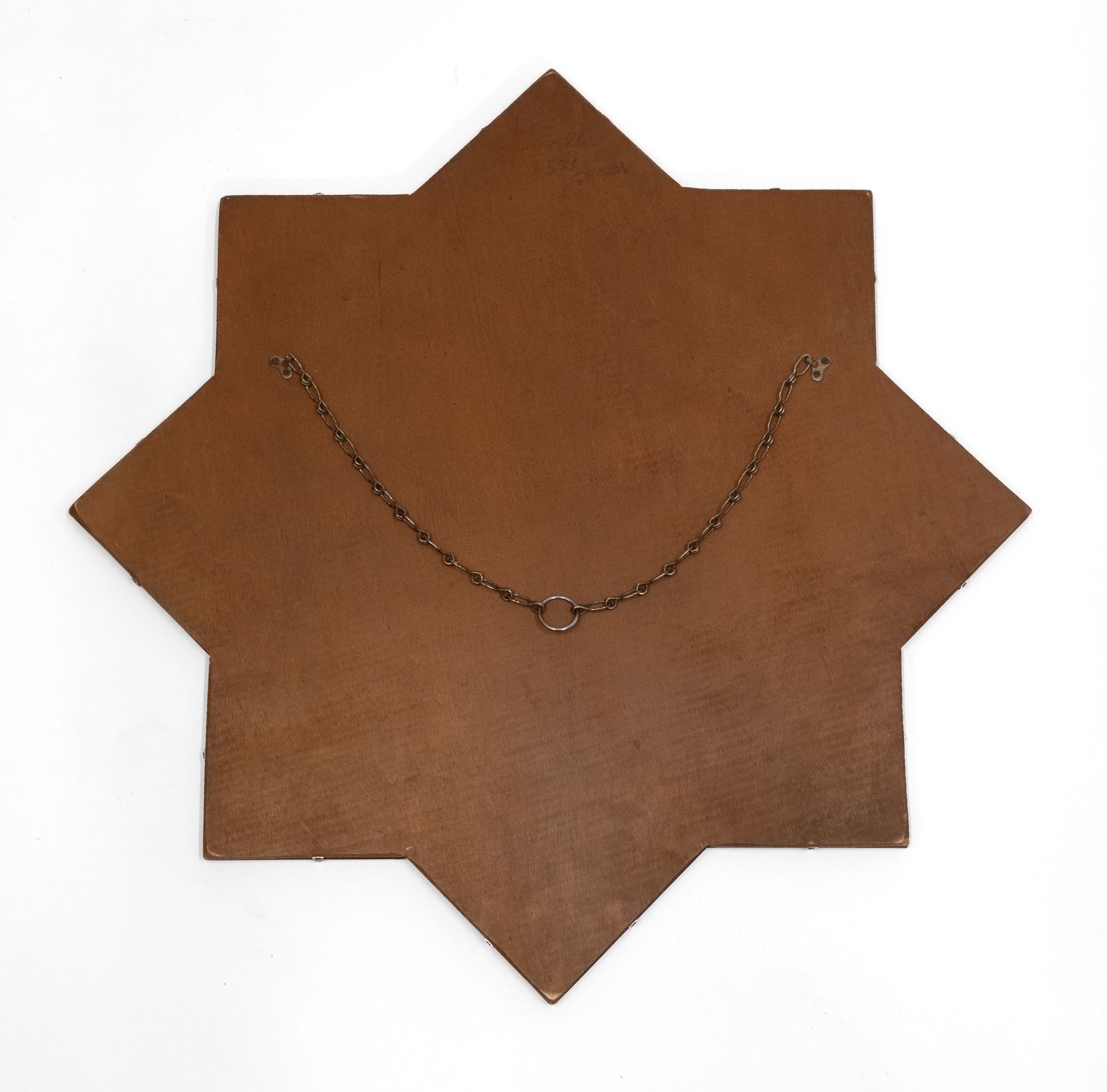 Original English Art Deco Green Eight Pointed Star Wall Mirror 1930 photo vinterior