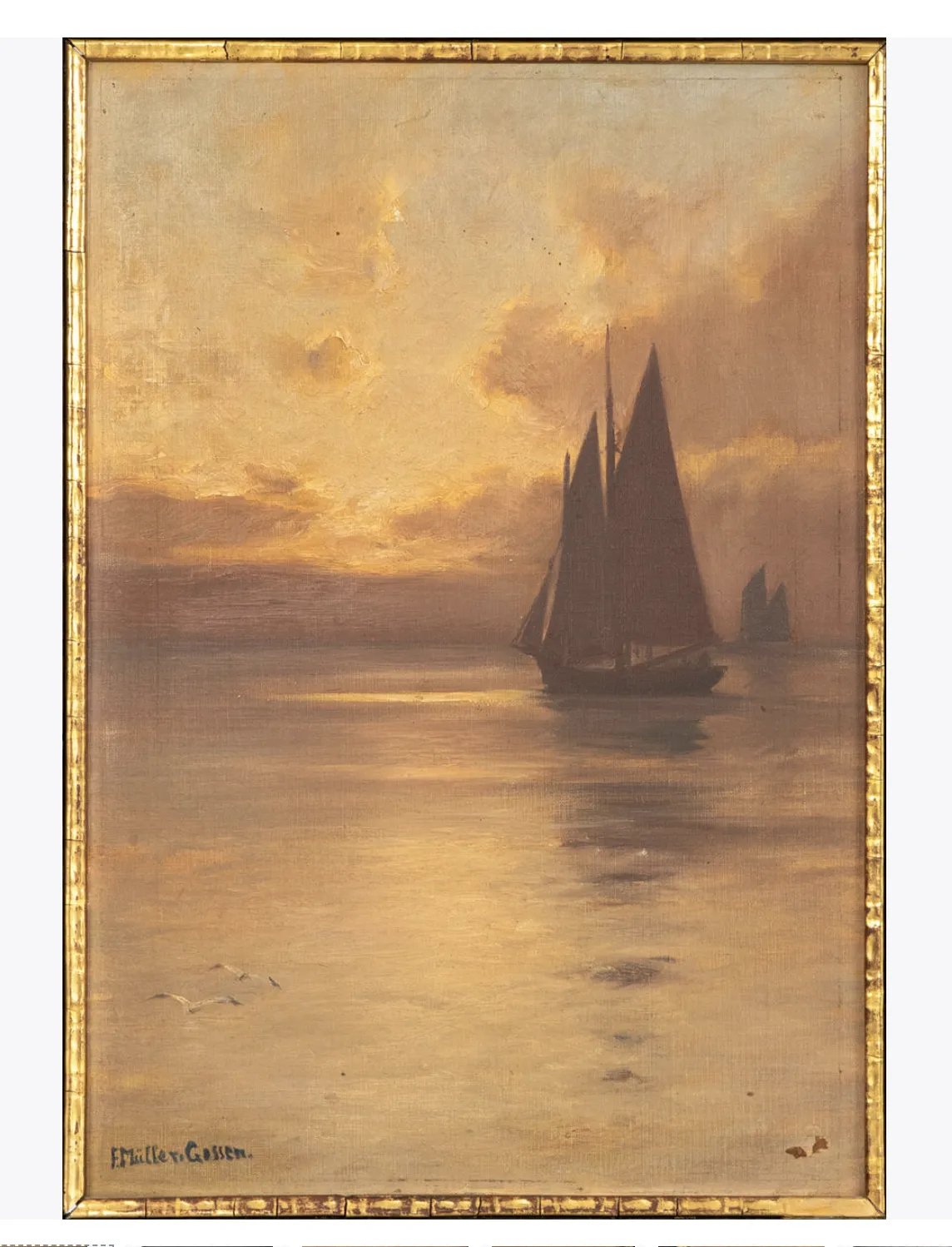 Franz Müller Gossen (1871 1946). Fishing Trawler At Sunset. photo furniture