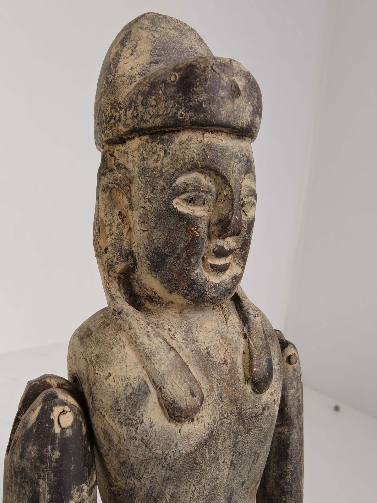 Antique Pair Of Chinese Wooden Fertility Dolls – Boy & Girl Figures photo Home Decor