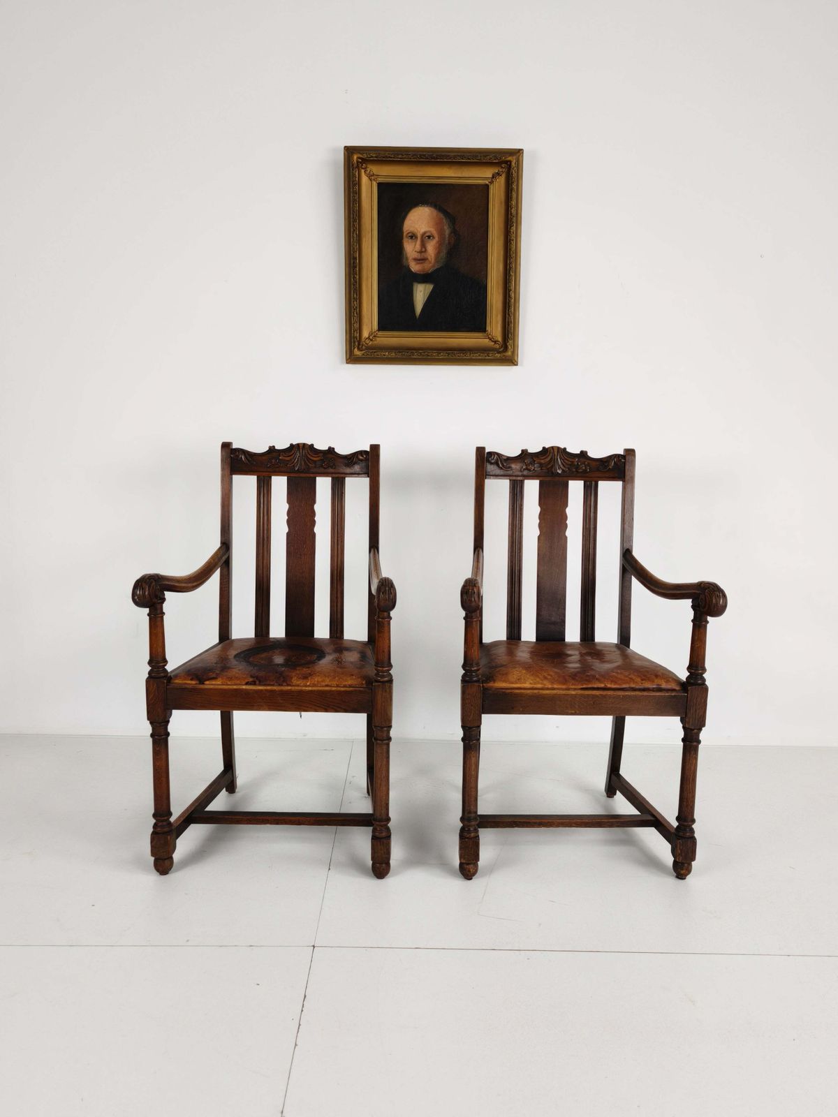 Pair Of F. Parker &Amp; Son Oak Armchairs – 19th Century English
