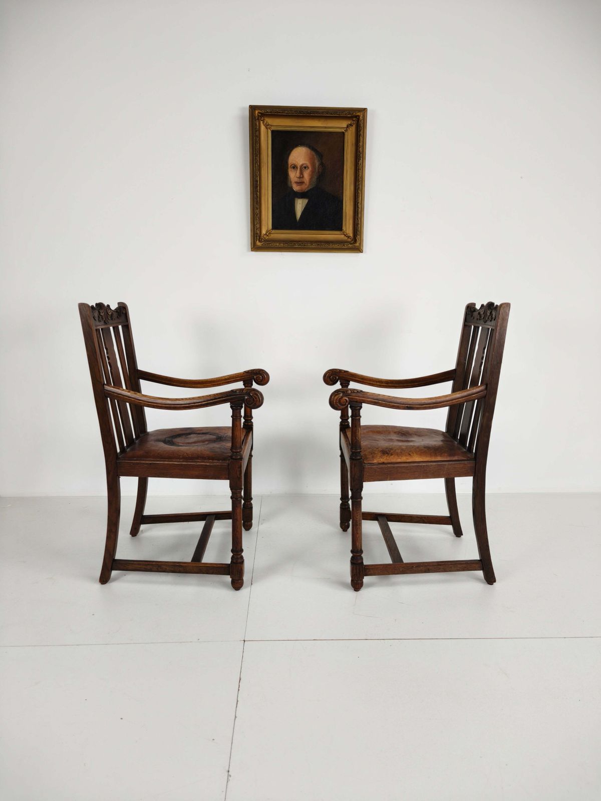 Furniture Pair Of F. Parker &Amp; Son Oak Armchairs – 19th Century English photo