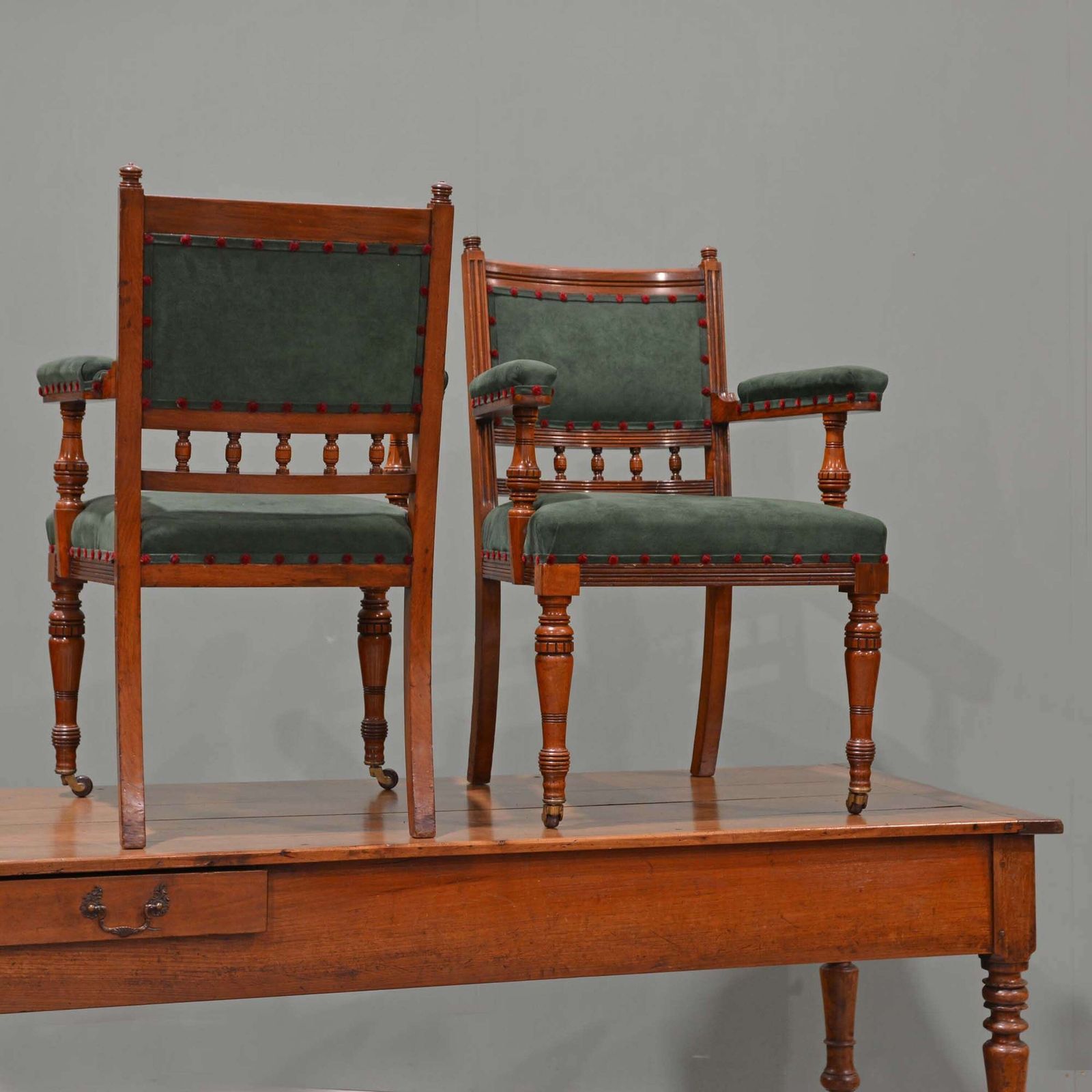 Furniture Scottish 19th Century Walnut Armchairs By J & T Scott, Edinburgh photo