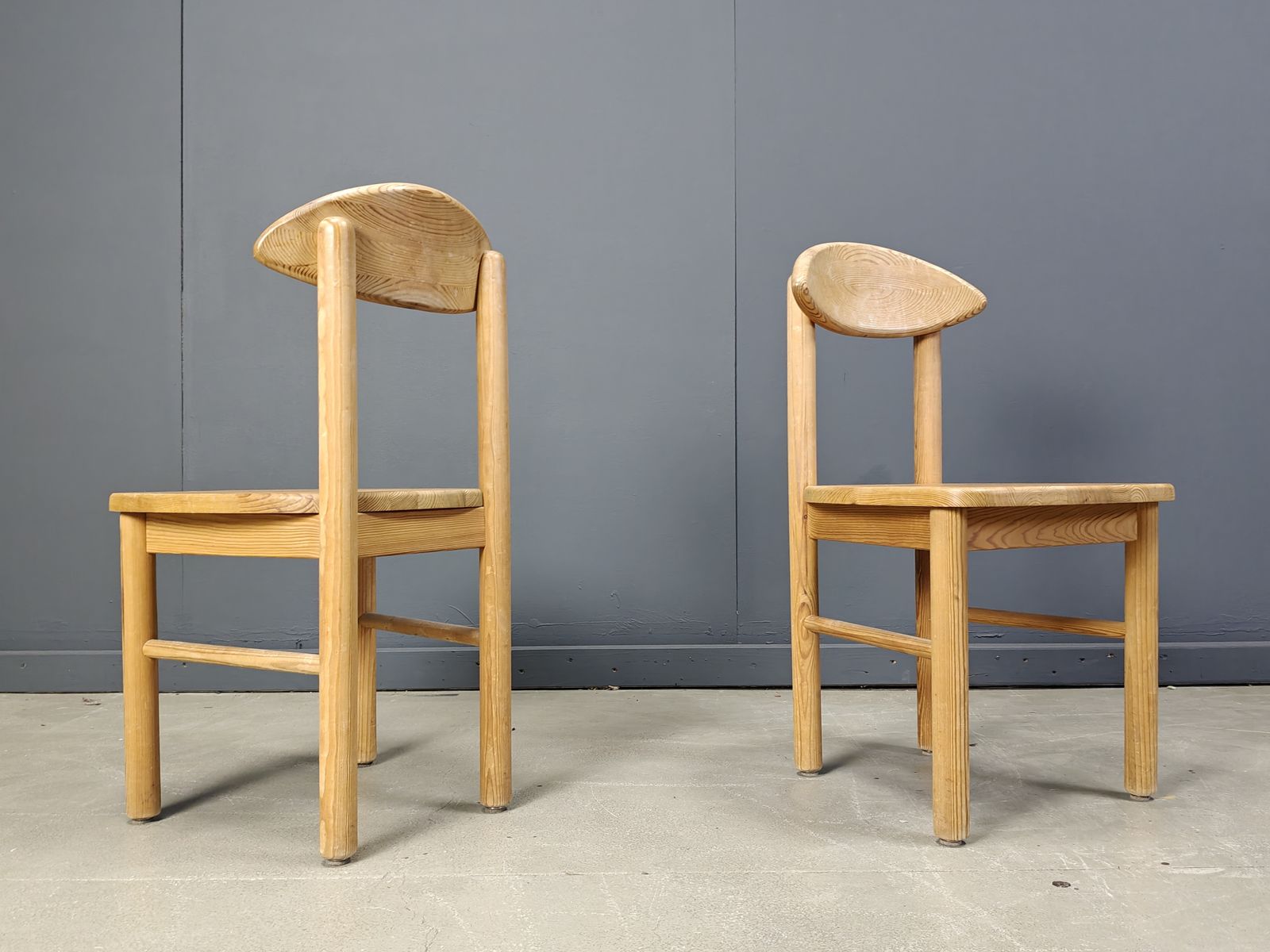 Vintage Pine Wood Dining Chairs   1980s   Set Of 7 photo buy
