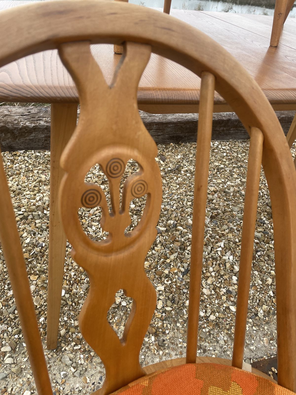 Set Of 4 Ercol Fleur De Lis Pattern Dining Chairs photo 480.0