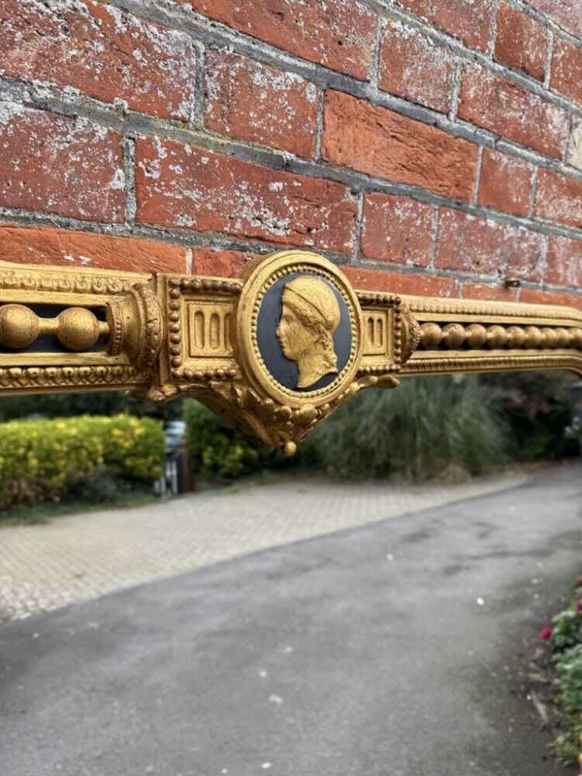 A Spectacular Large Antique English 19th Cgilt & Black Overmantle Mirror.T photo vinterior