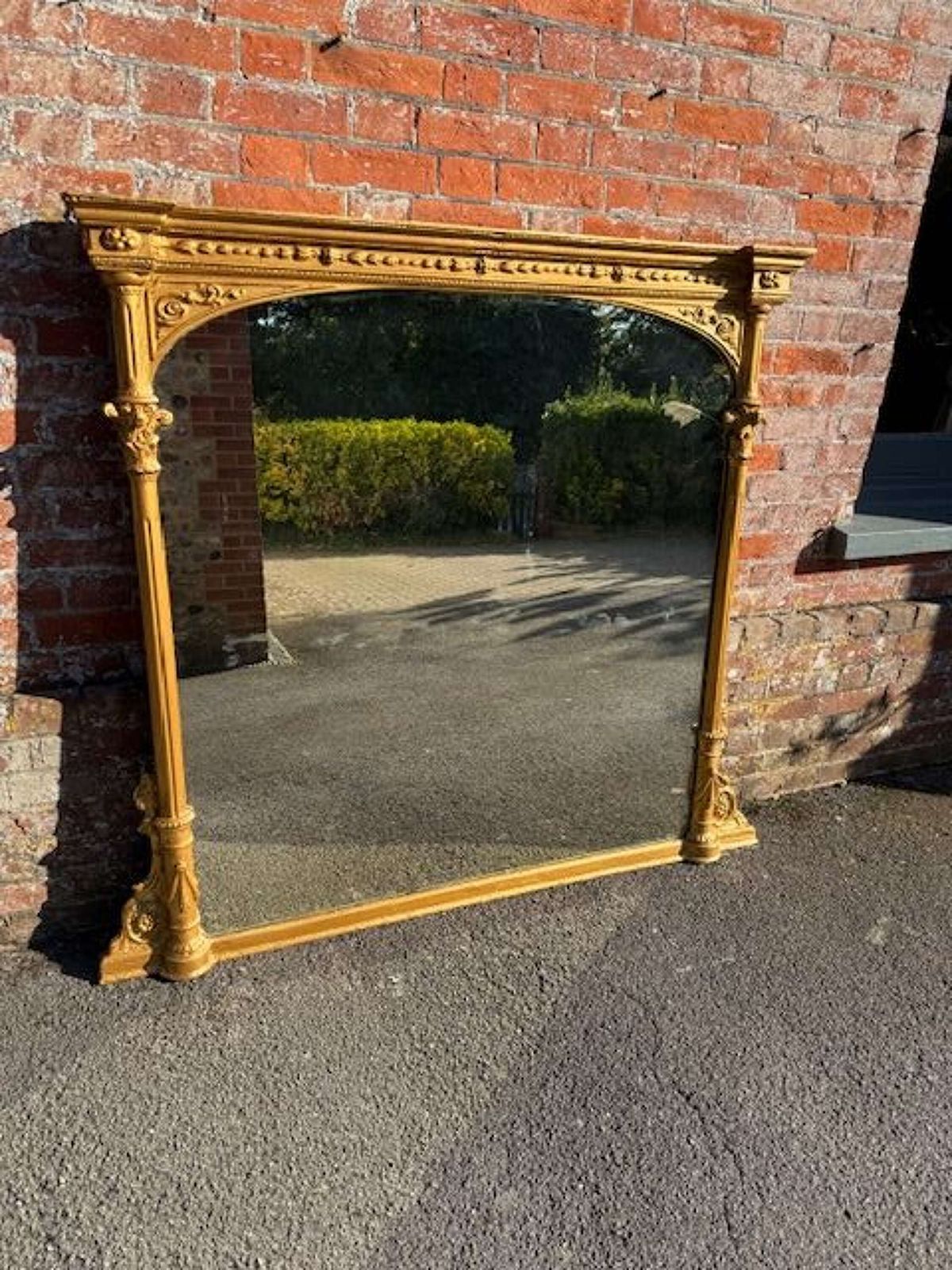A Spectacular Large Antique English 19th C Carved Wood & Gesso Gilt Column Framed Mirror photo buy