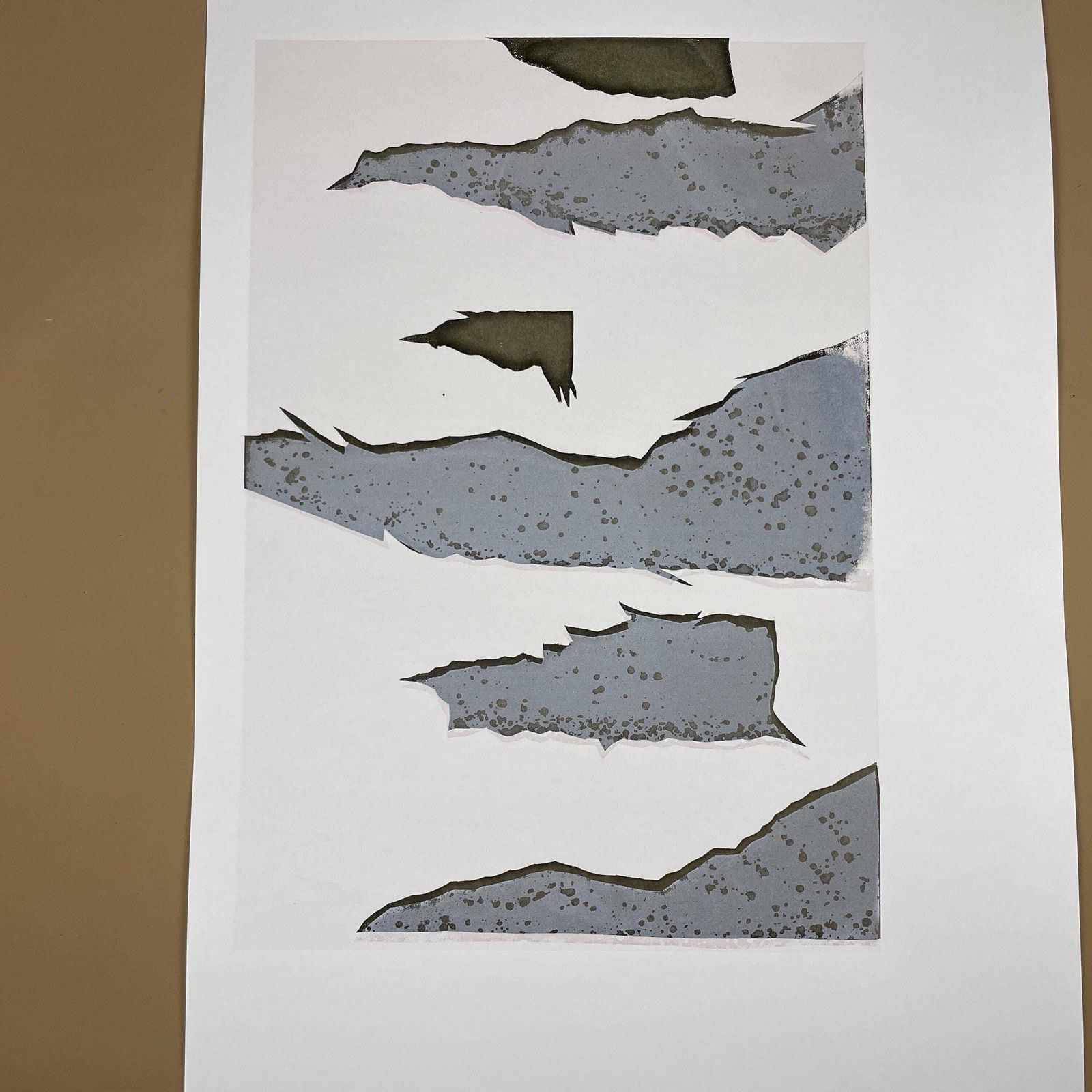 Original Abstract Screen Print Series Picture Artwork Prints Art Card Painting Layers Handmade Wall Paper Natural Grey Black photo for sale