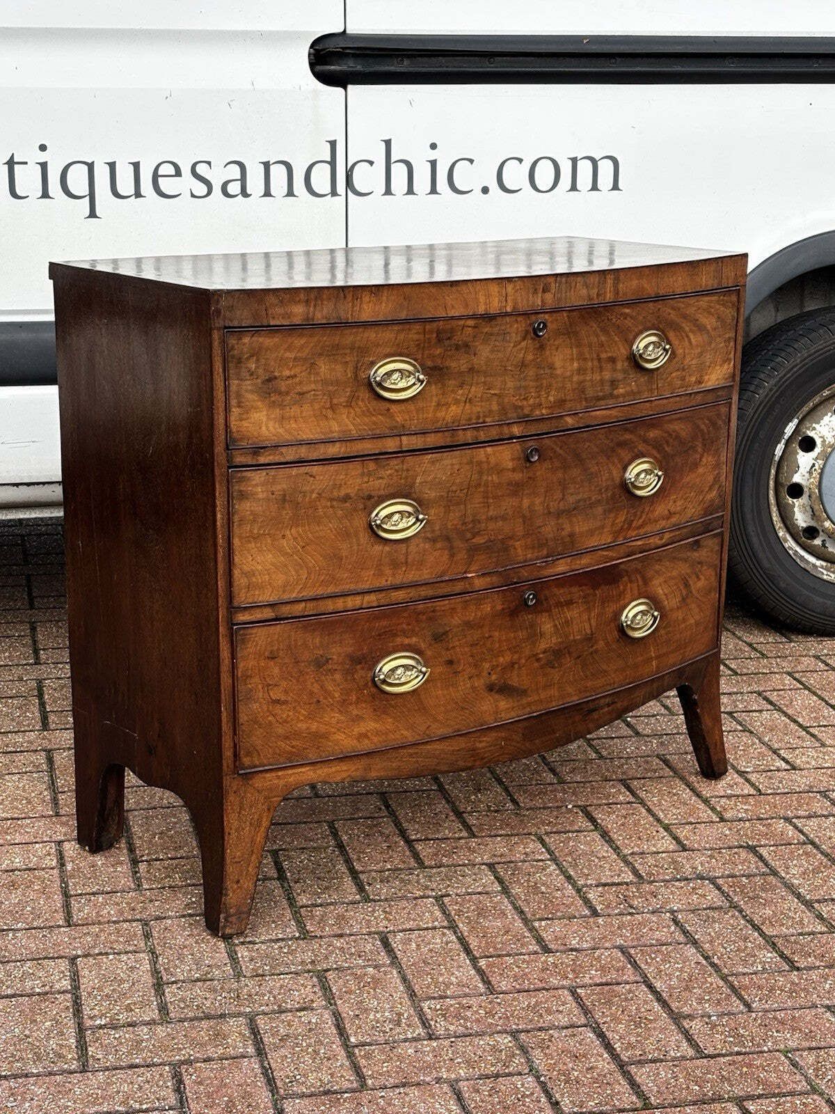Georgian Mahogany Bow Front Chest Of Drawers. Nice Small Proportions photo furniture