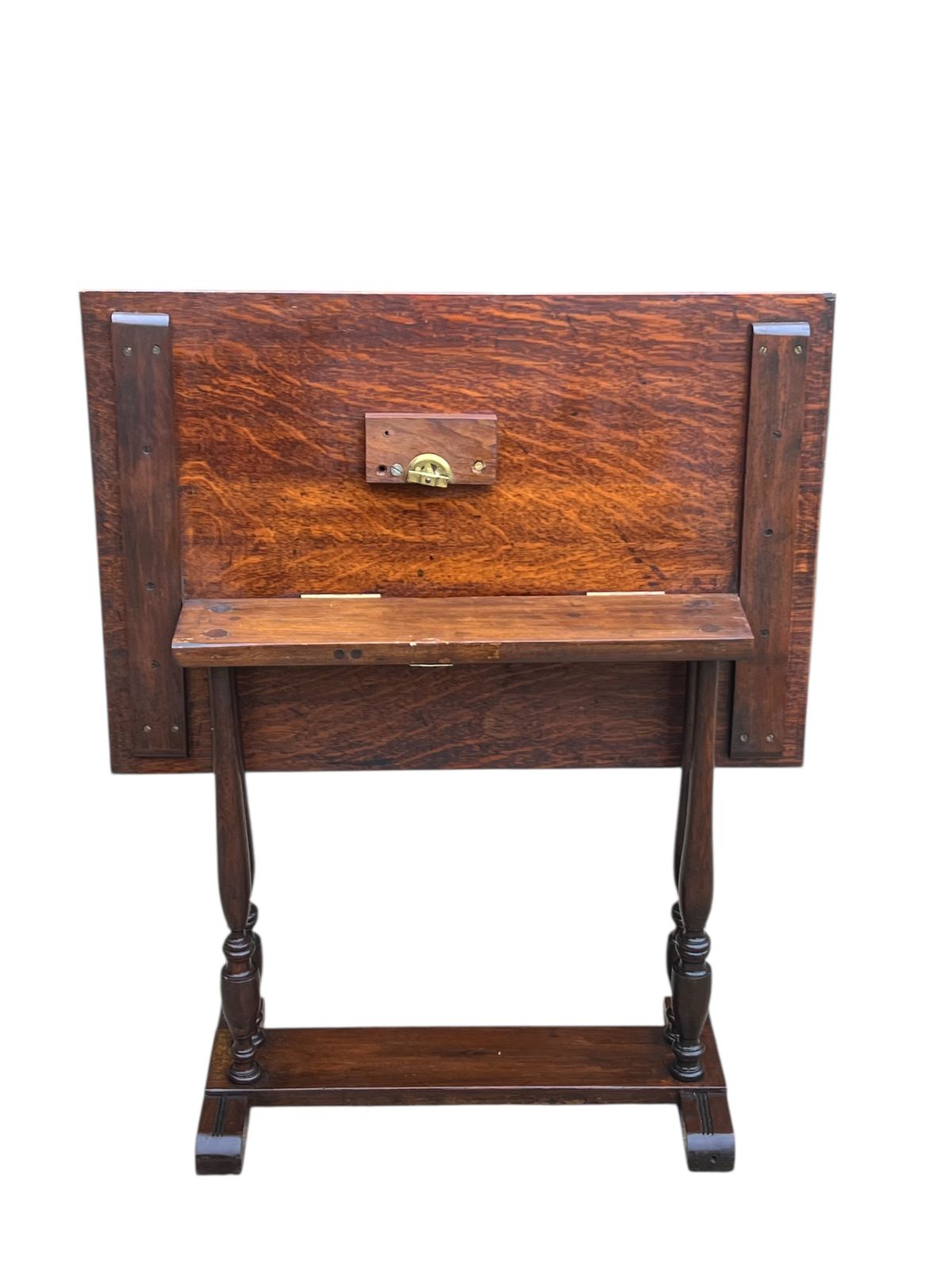 Antique Oak Flip Top Side Table photo for sale