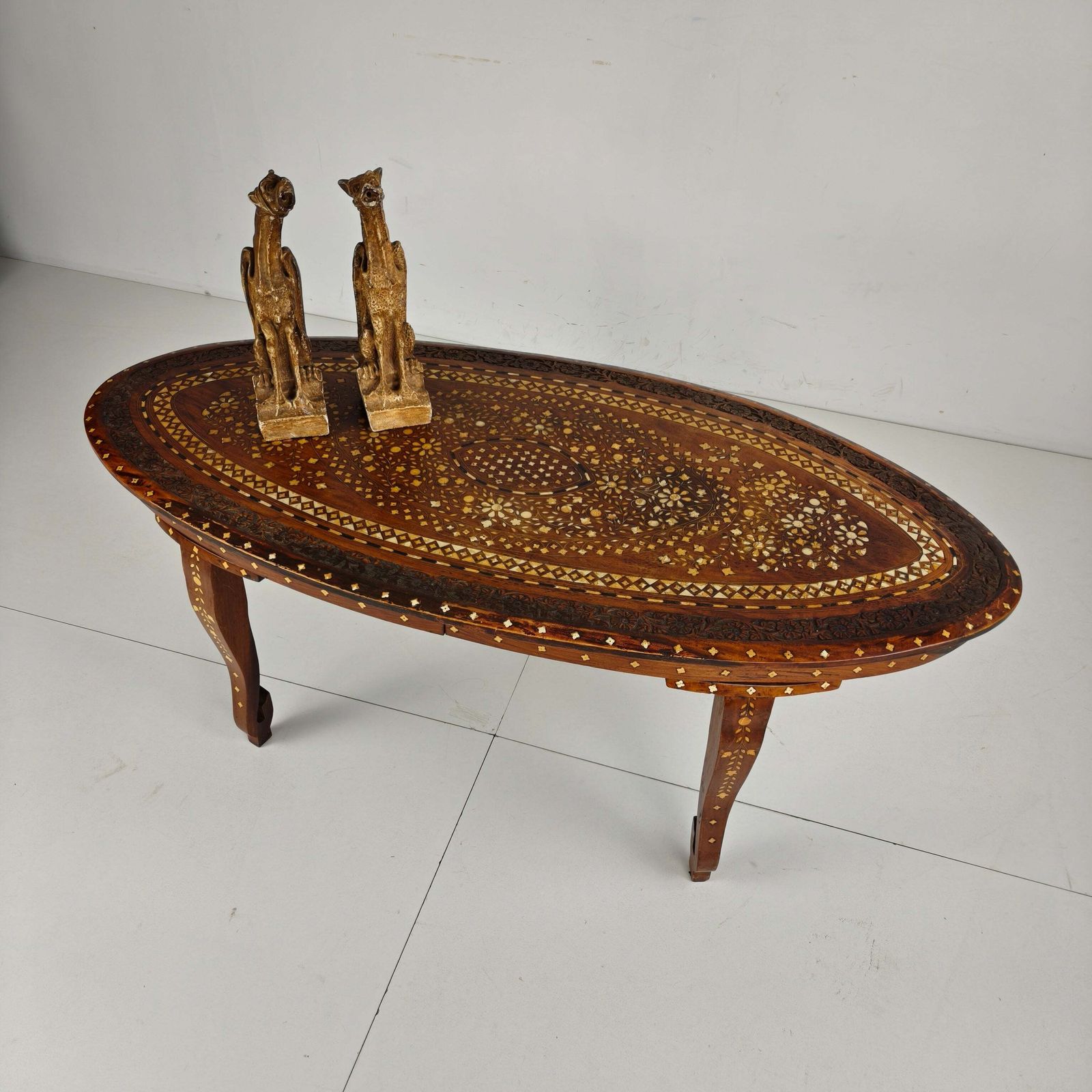 20th Century Anglo Indian Inlaid Bone Coffee Table photo furniture
