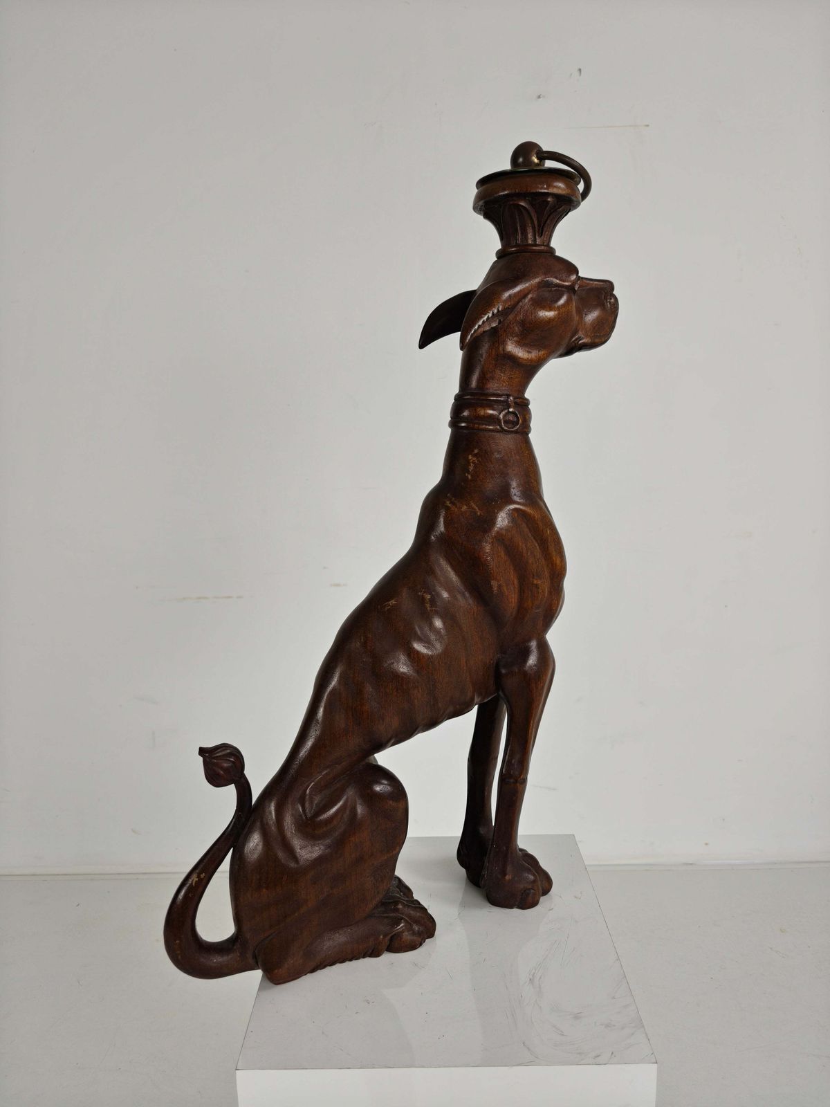Hand Carved Wooden Greyhound Statue  20th Century photo buy