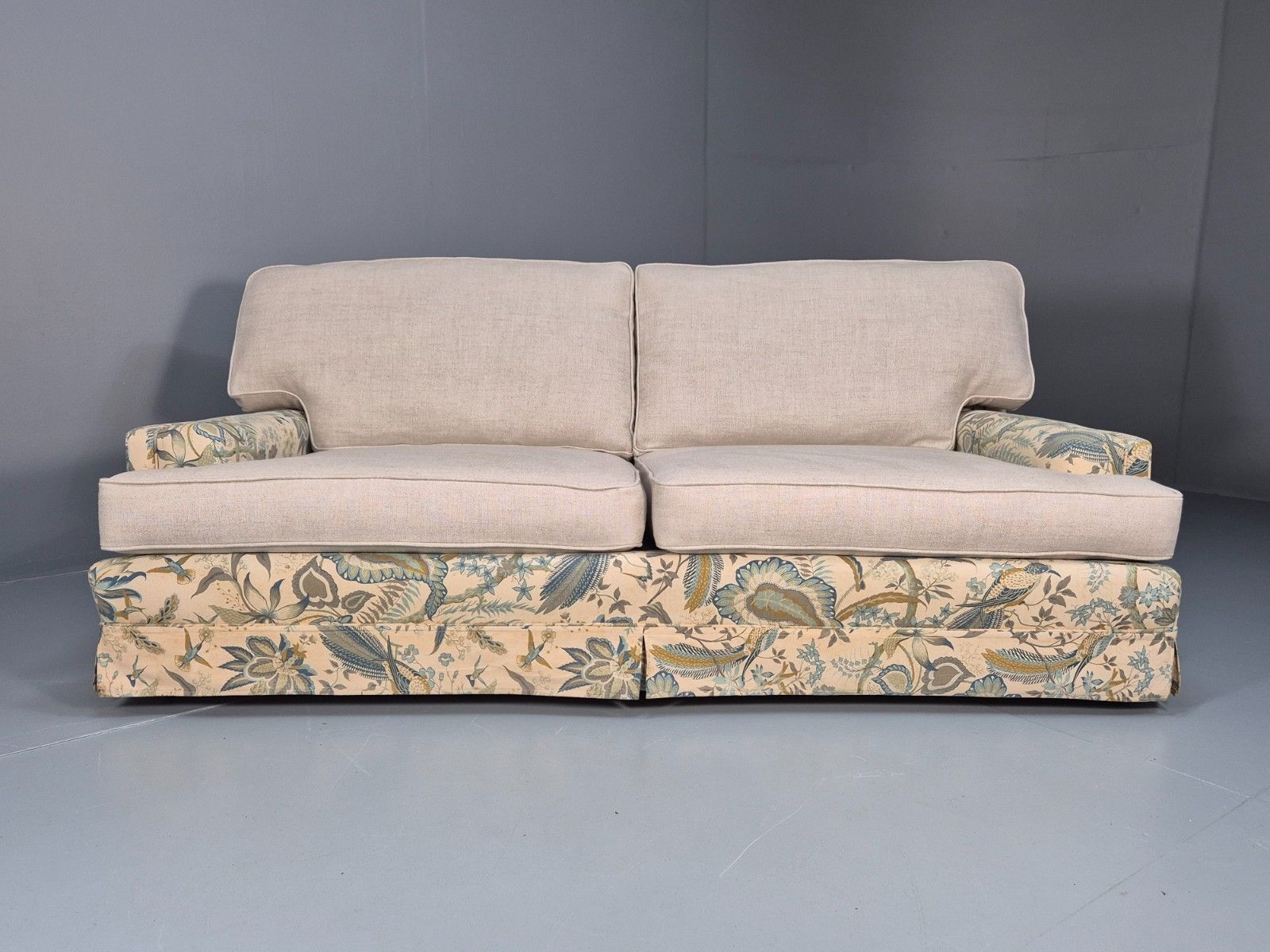 Vintage 1960s Two Seater Settee Sanderson Suva Fabric New Cushions  Eb10460 M3ss photo 550.0