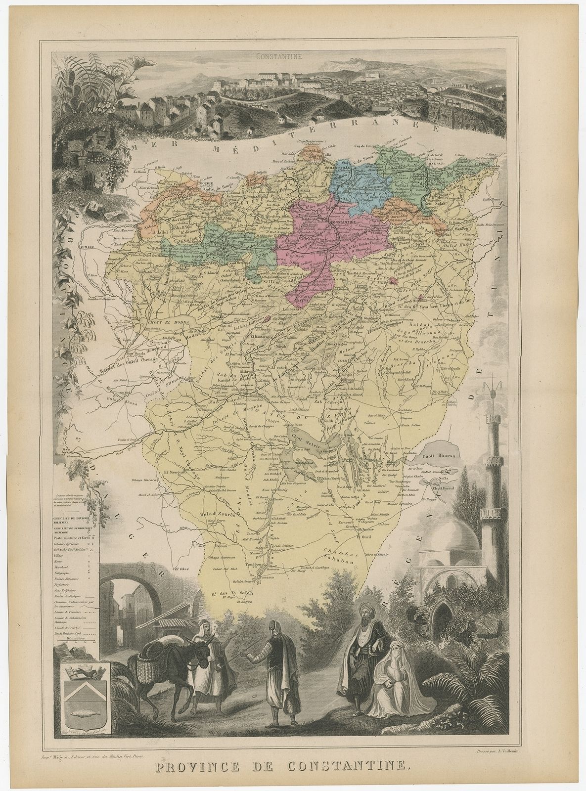 Antique Map Of The Province Of Constantine (Algeria) By Migeon (1880)