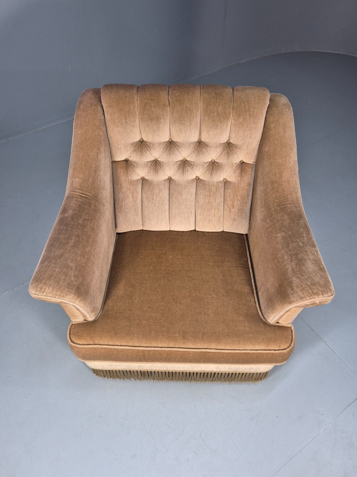 Vintage Danish Green Velour 1970s Lounge Chair Retro Mcm Eb10425 Mnor photo for sale