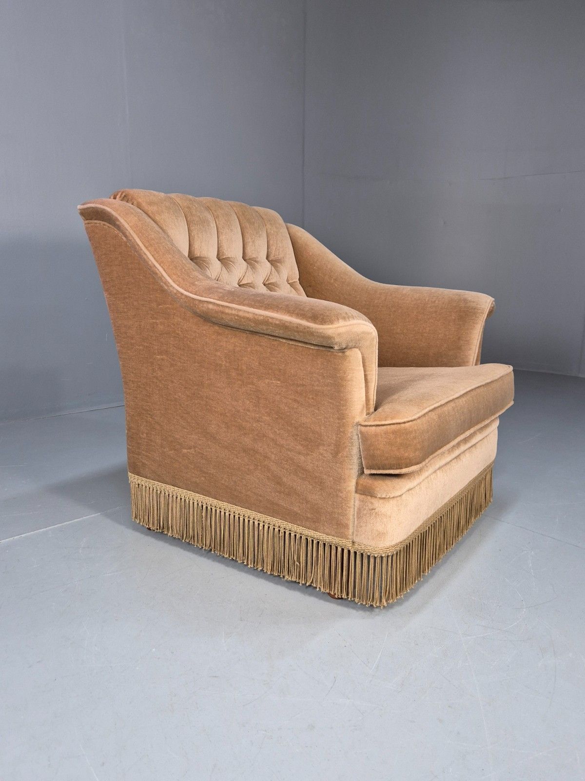 photo for sale Vintage Danish Green Velour 1970s Lounge Chair Retro Mcm Eb10425 Mnor