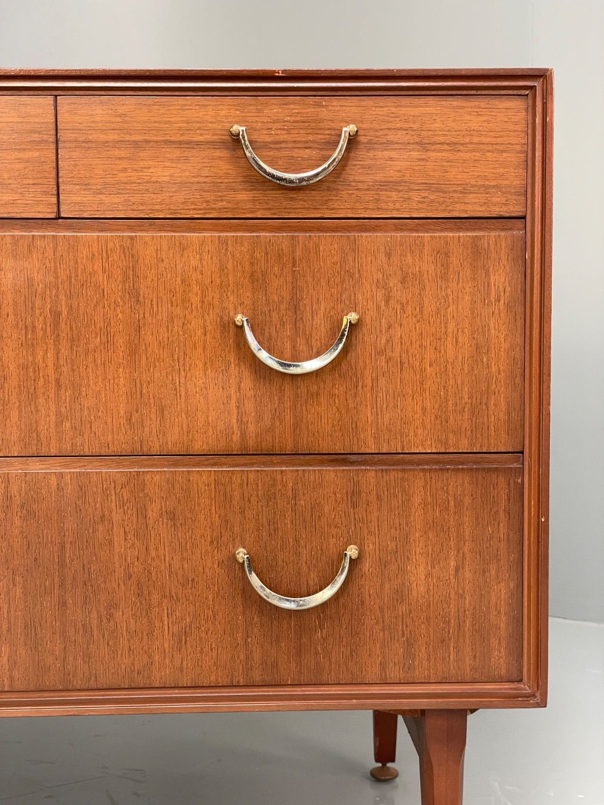 Vintage Meredew Chest Of Drawers Walnut Brass Handles Retro 1960s Eb10140 Mwoo photo 375.0