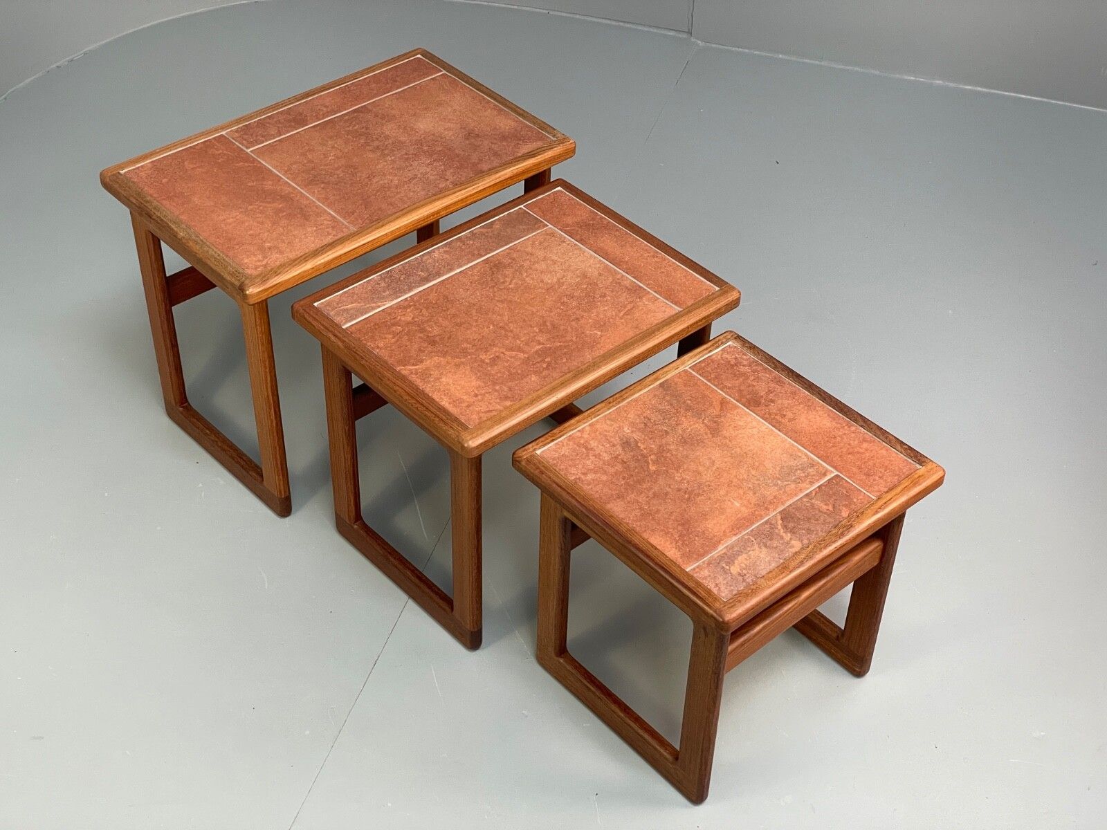 Vintage Teak Nesting Tables Tile Topped 1970s Retro Design  Eb9757 Mwoo photo furniture