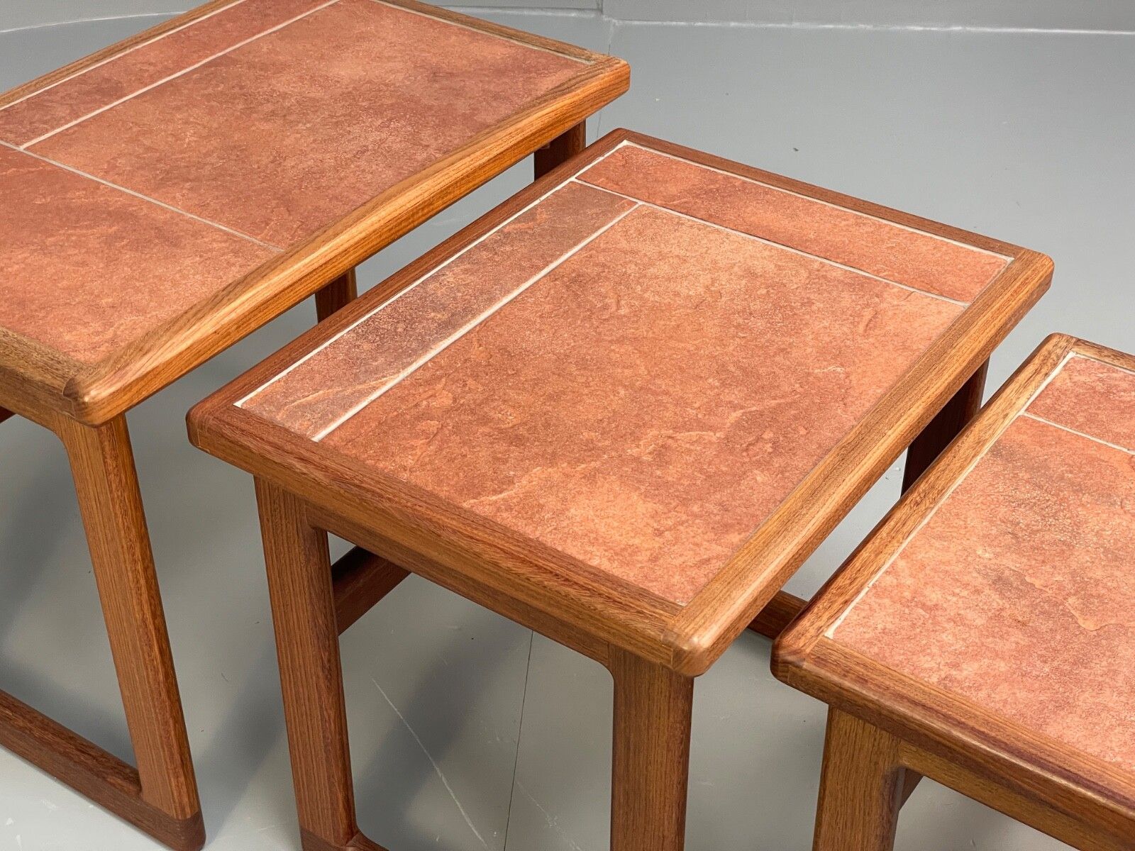 Vintage Teak Nesting Tables Tile Topped 1970s Retro Design  Eb9757 Mwoo photo for sale
