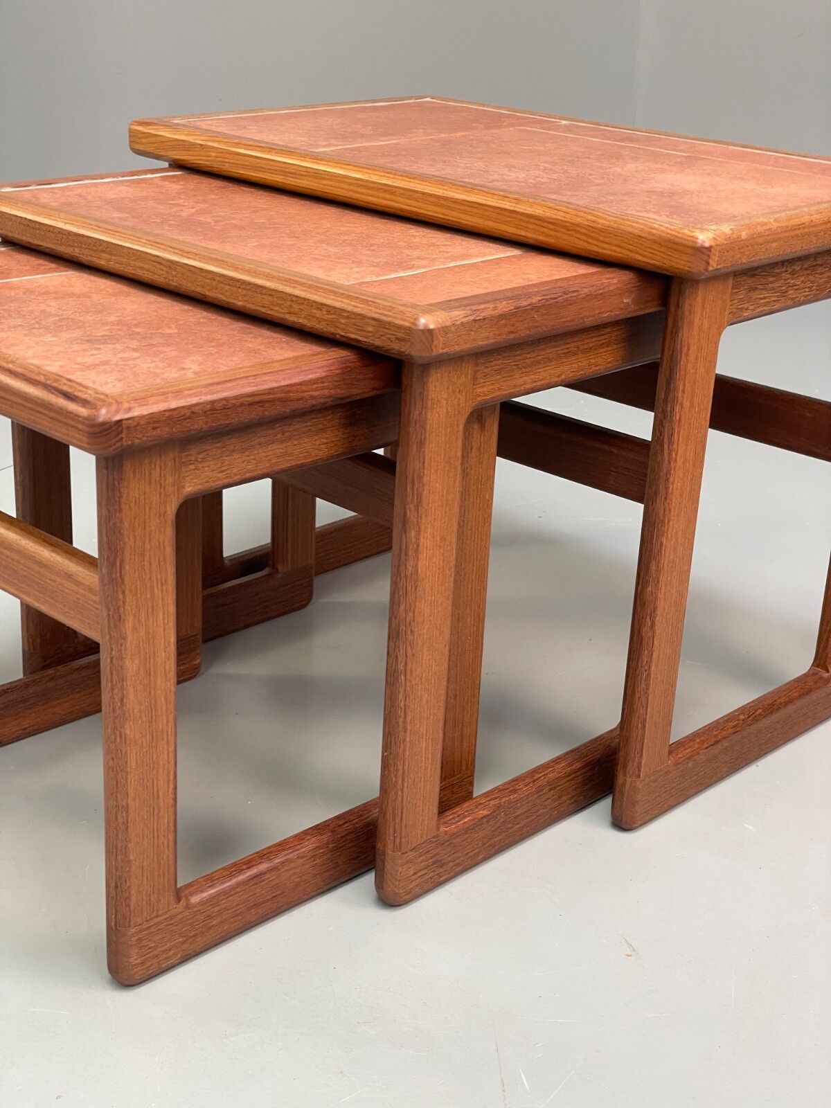 Furniture Vintage Teak Nesting Tables Tile Topped 1970s Retro Design  Eb9757 Mwoo photo