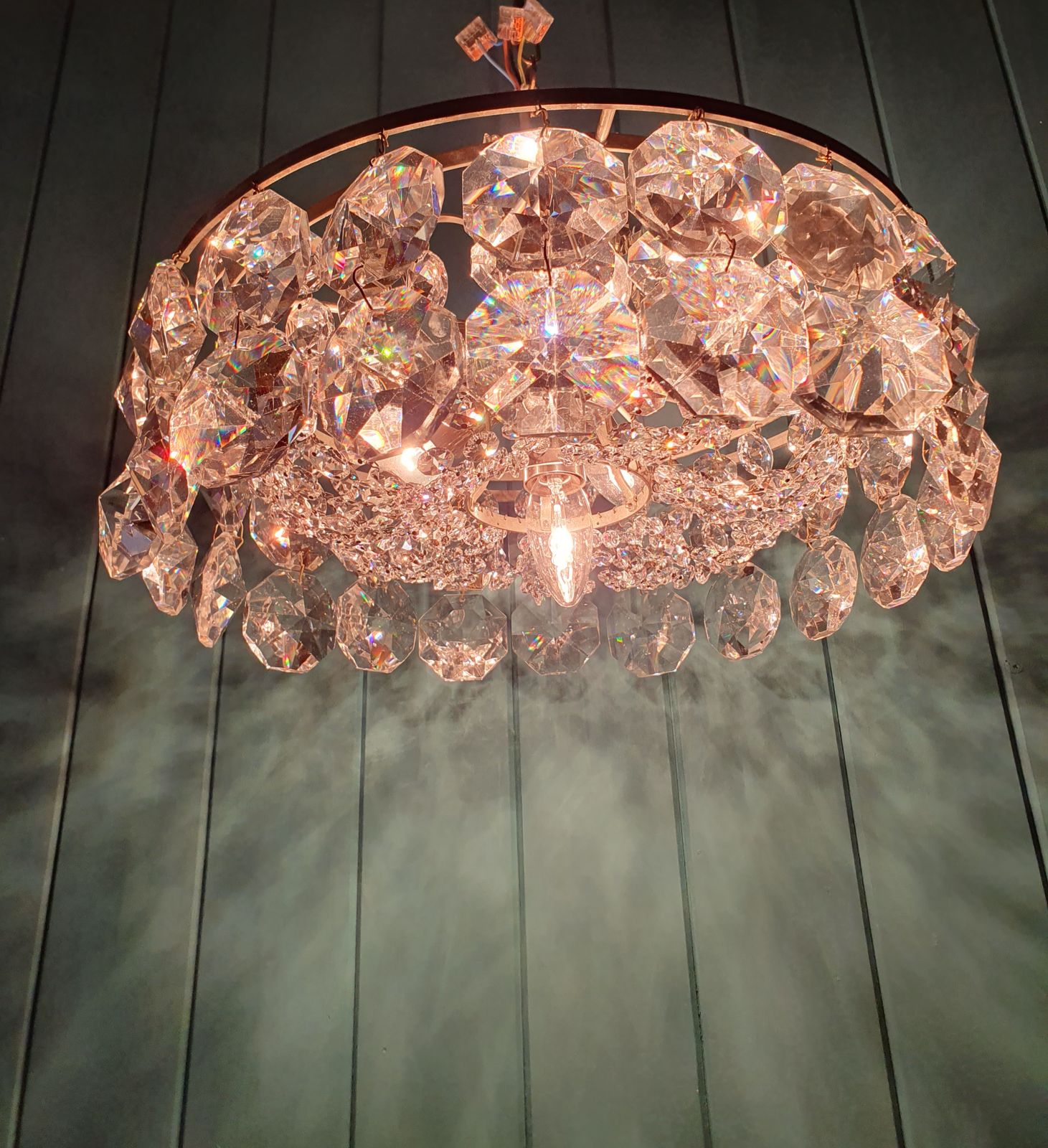 Early 20th Century Chandelier With Large Hexagon Drips photo 395.0