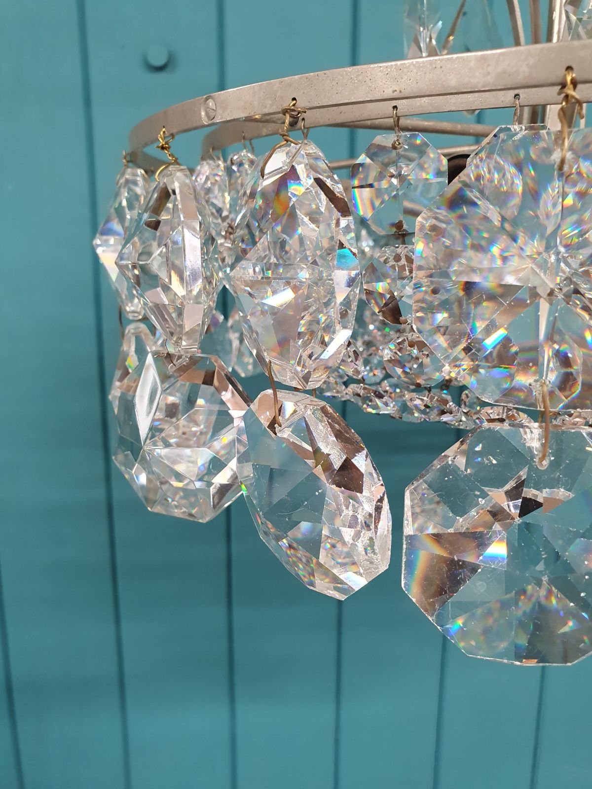 Early 20th Century Chandelier With Large Hexagon Drips photo vinterior