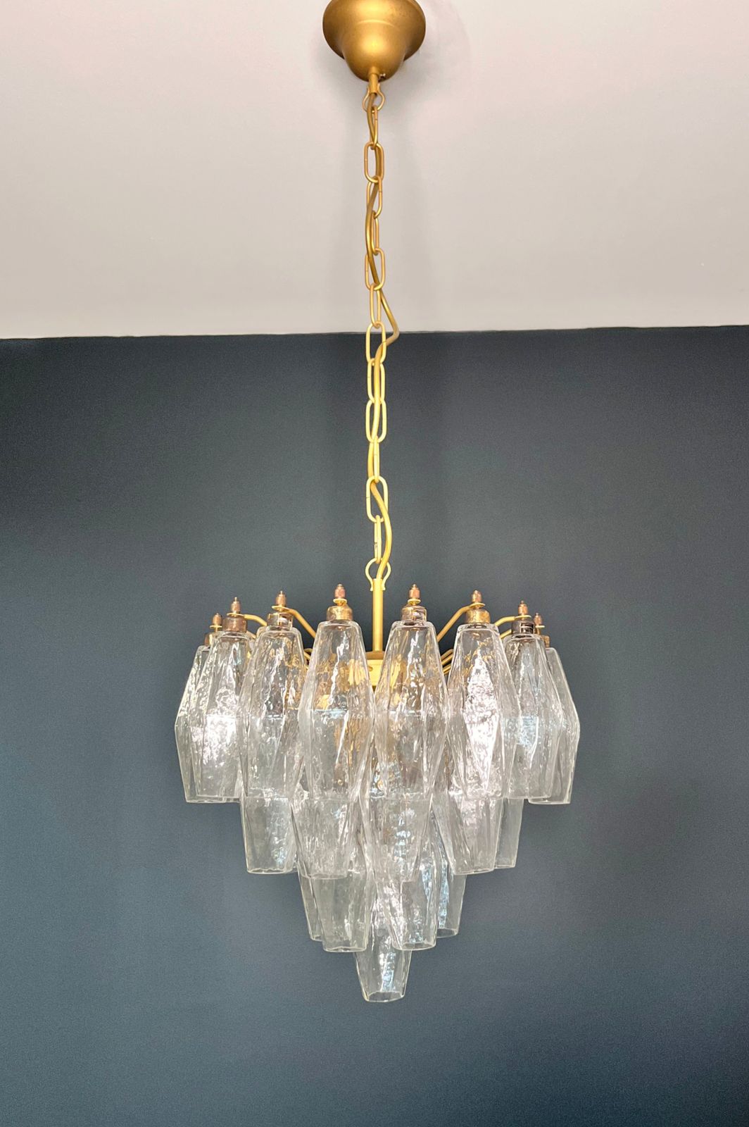 Elegant Murano Poliedri Chandelier   Carlo Scarpa Design photo vintage