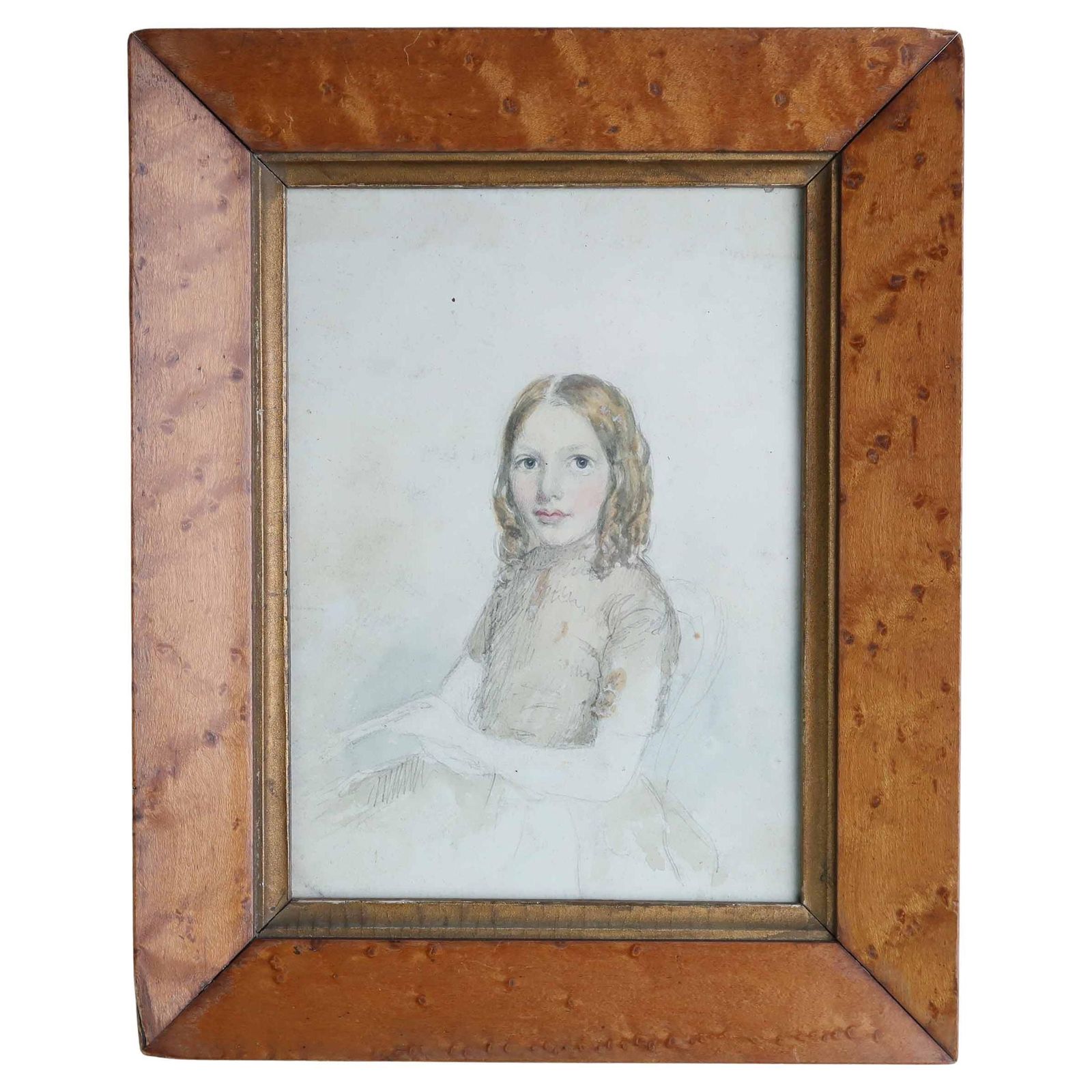 Watercolor Of A Young Lady By Robert Hindmarsh Grundy, C.1850