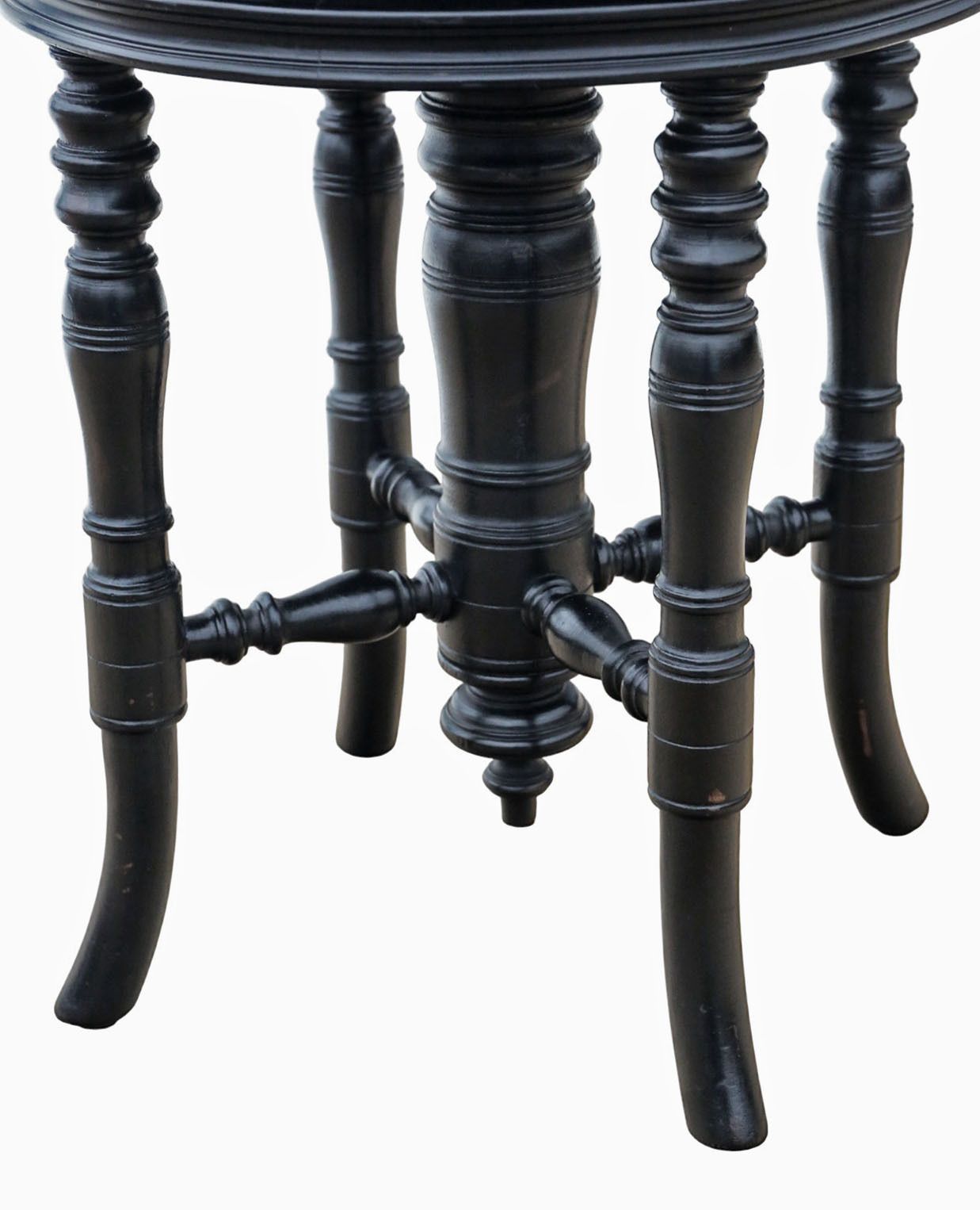 Antique 19th Century Ebonised Mahogany Revolving Adjustable Piano Stool – Fine Quality photo vinterior