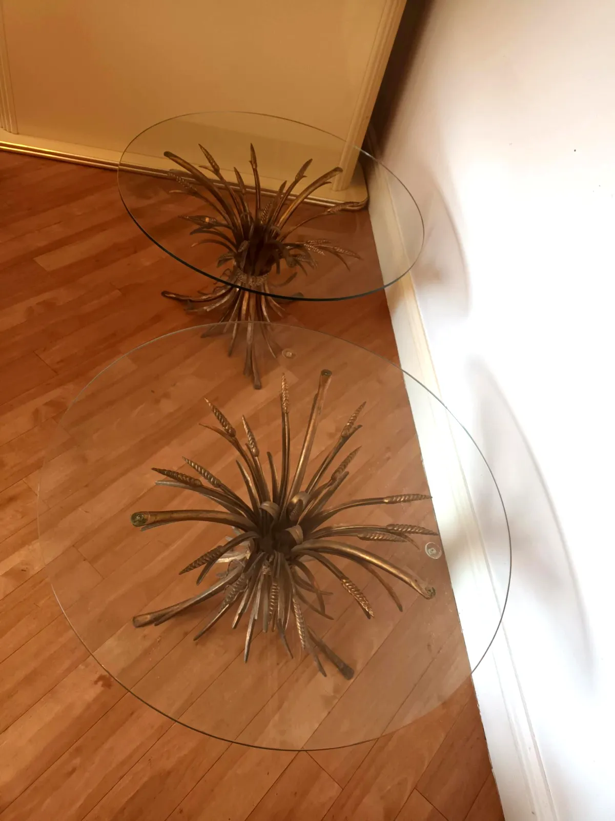 Stunning Pair Of Original Gilt Wheat Side Tables Hollywood Regency Chanel Style photo for sale