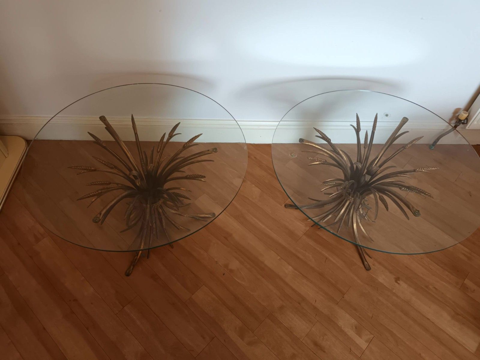 Stunning Pair Of Original Gilt Wheat Side Tables Hollywood Regency Chanel Style photo Furniture