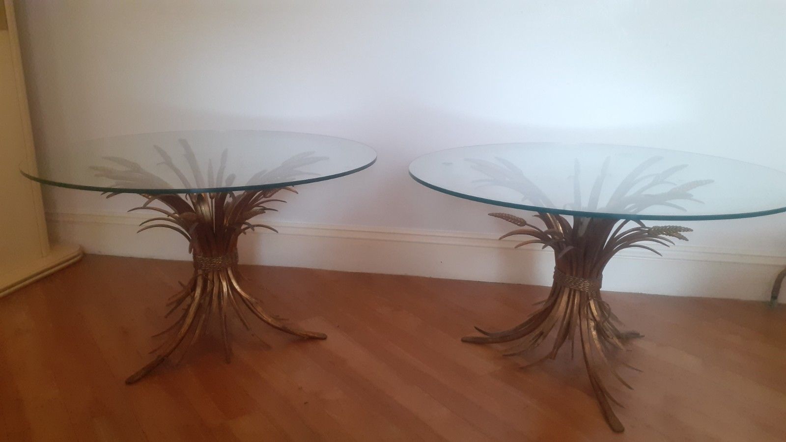 Stunning Pair Of Original Gilt Wheat Side Tables Hollywood Regency Chanel Style photo vintage