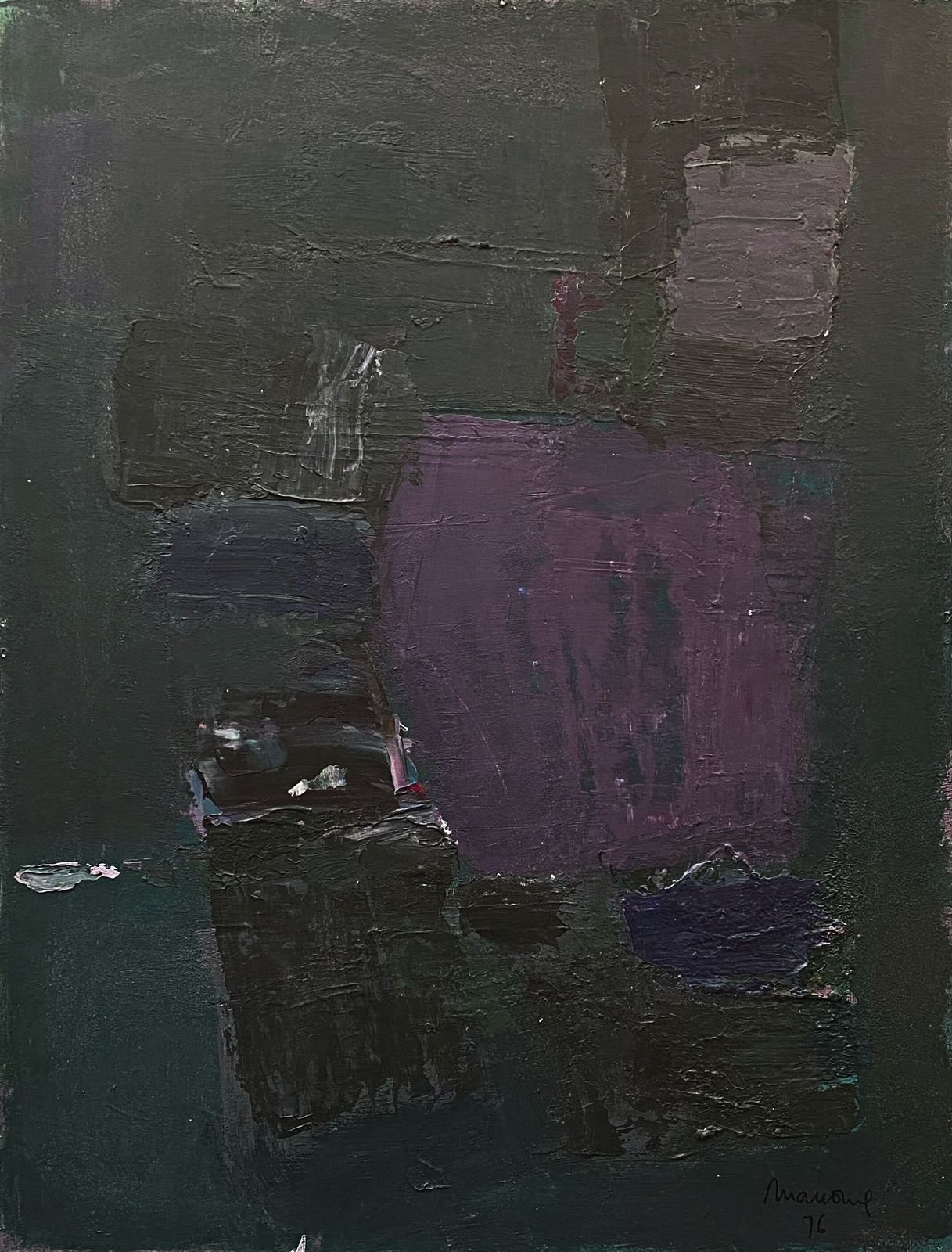 Italian Post War Abstract Oil Painting (1976) By Giuliano Manoni (1922–2001) photo furniture