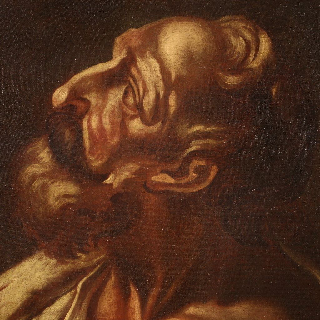 1650.0 Antique Religious Painting From 17th Century, Saint Bartholomew photo