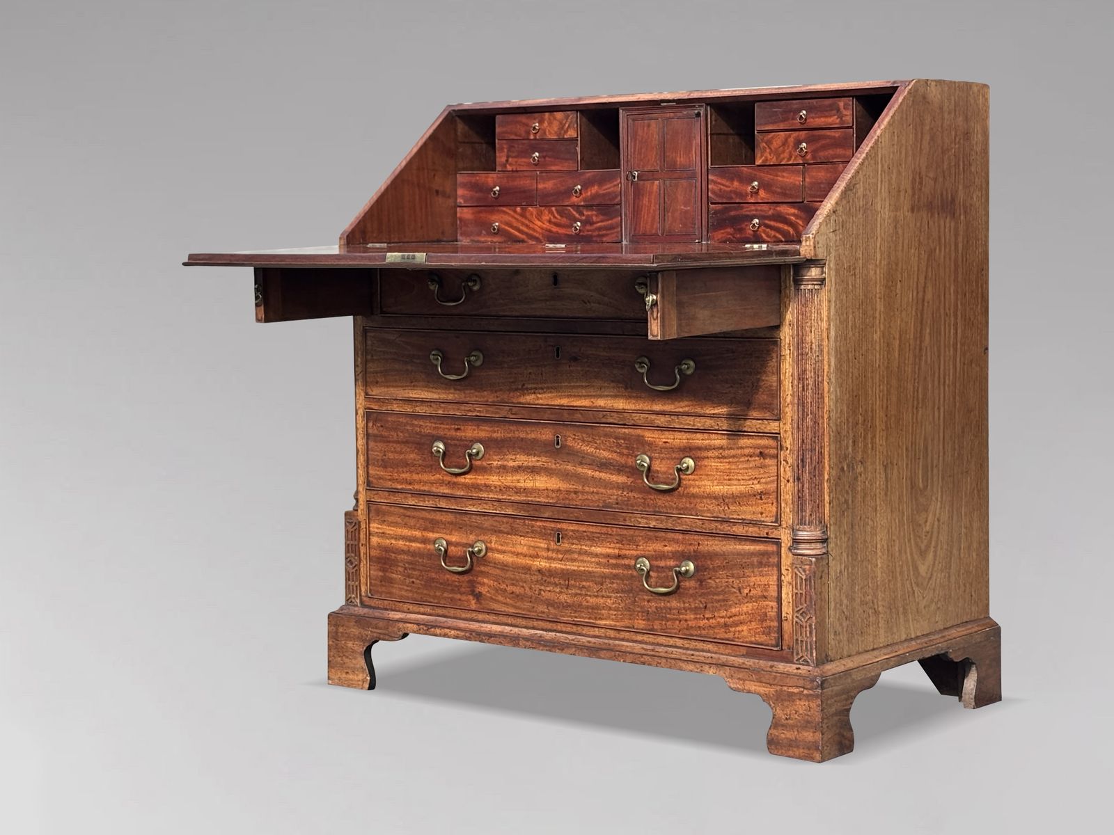 Untouched 18th Century George III Period Mahogany Bureau photo for sale