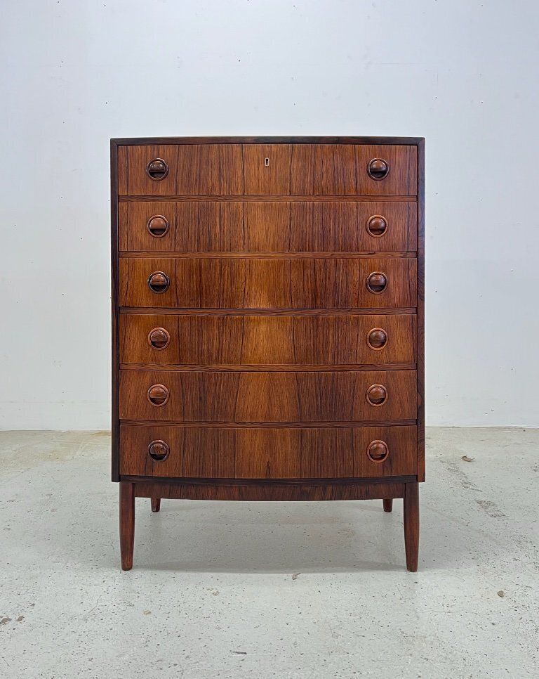 Rosewood Bowed Chest Of Drawers By Kai Kristiansen photo vintage
