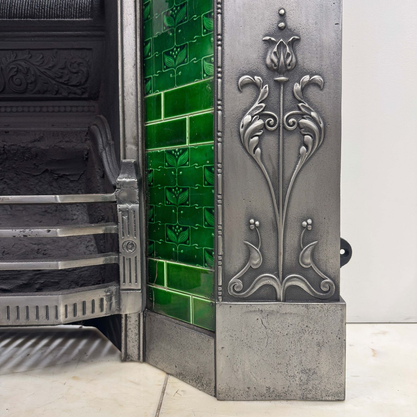 Antique Cast Iron Art Nouveau Combination Fireplace photo 2200.0