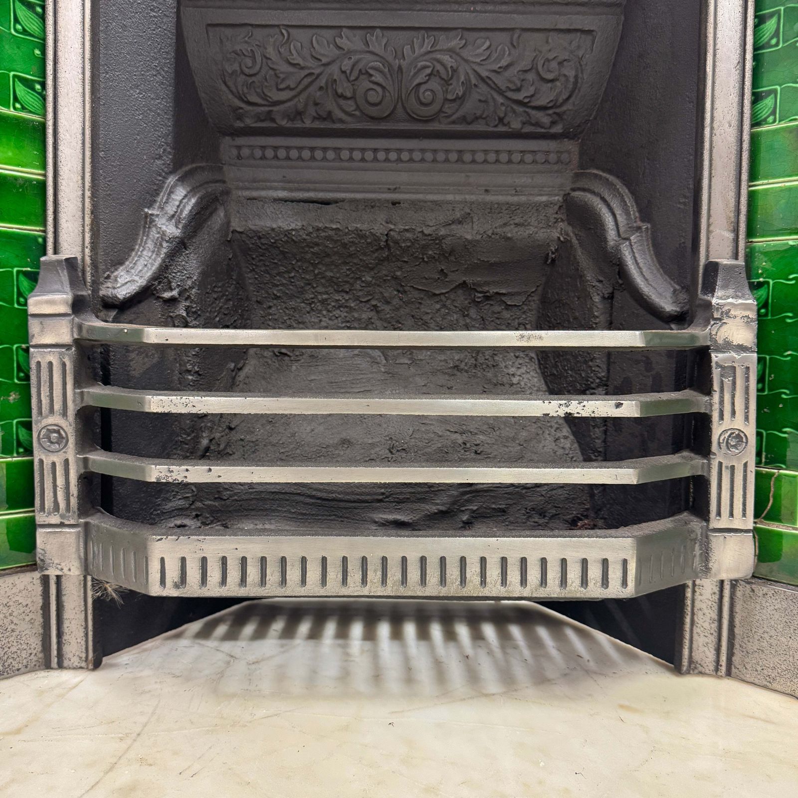photo for sale Antique Cast Iron Art Nouveau Combination Fireplace