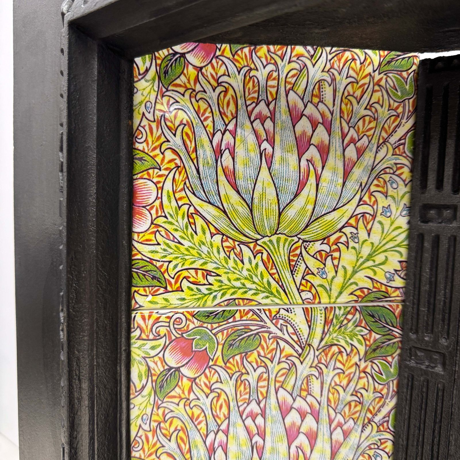 Antique Victorian Cast Iron Floral Tiled Fireplace Insert photo buy