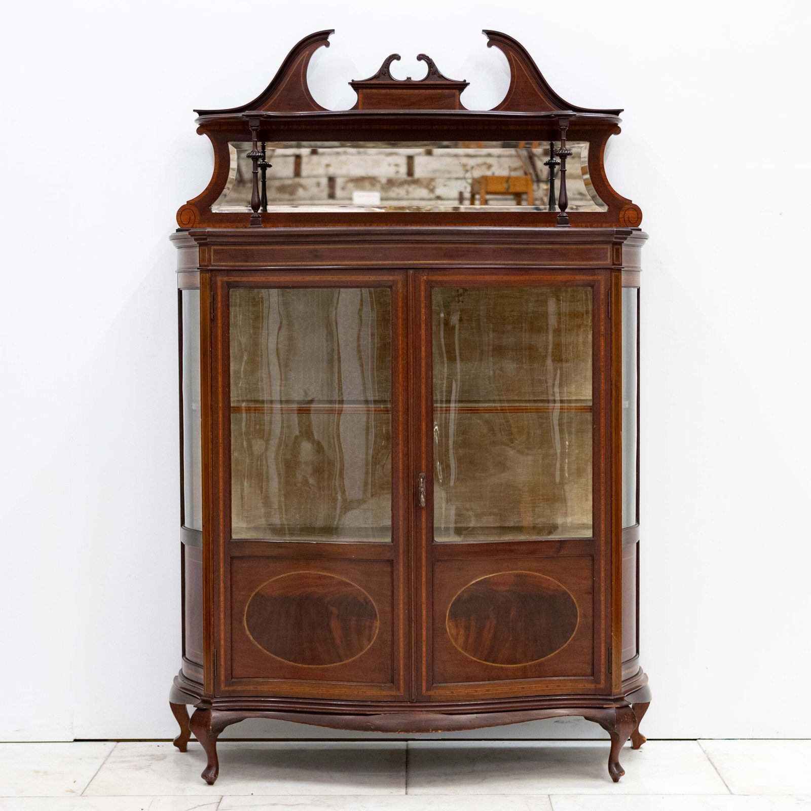 Furniture Antique Edwardian Inlaid Mahogany Display Cabinet photo