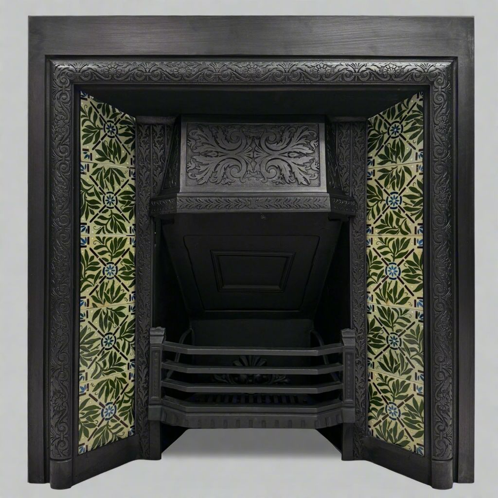 Antique Victorian Fireplace Insert With Josiah Wedgwood Tiles