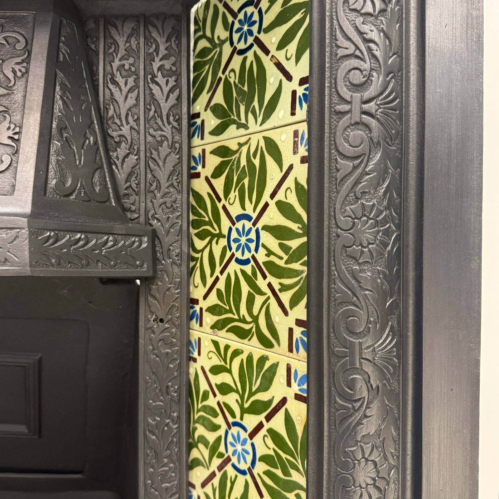photo for sale Antique Victorian Fireplace Insert With Josiah Wedgwood Tiles